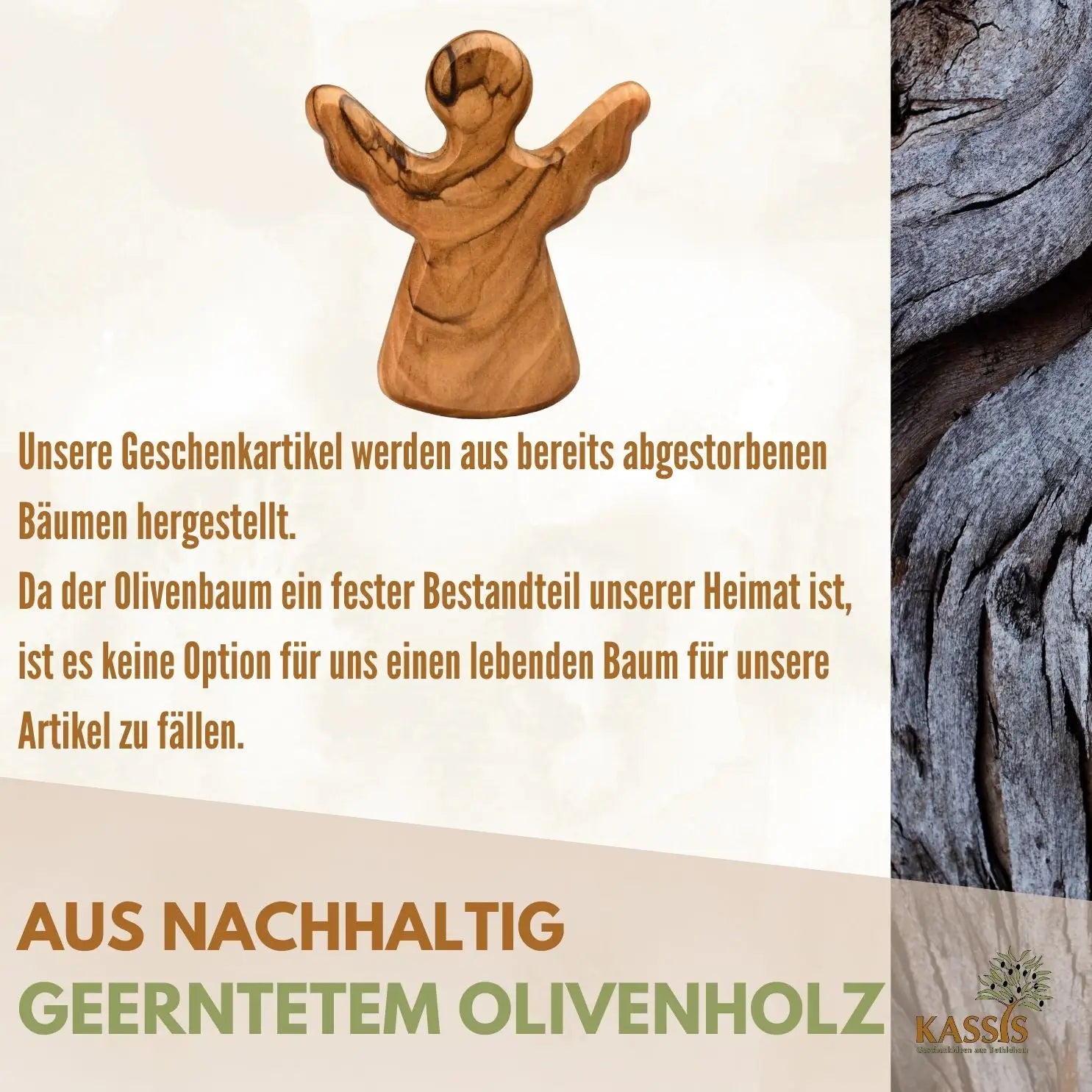 Schutzengel Handschmeichler Glücksbringer aus Olivenholz als Geschenk mit Spruch ’Du schaffst das’ - Engel
