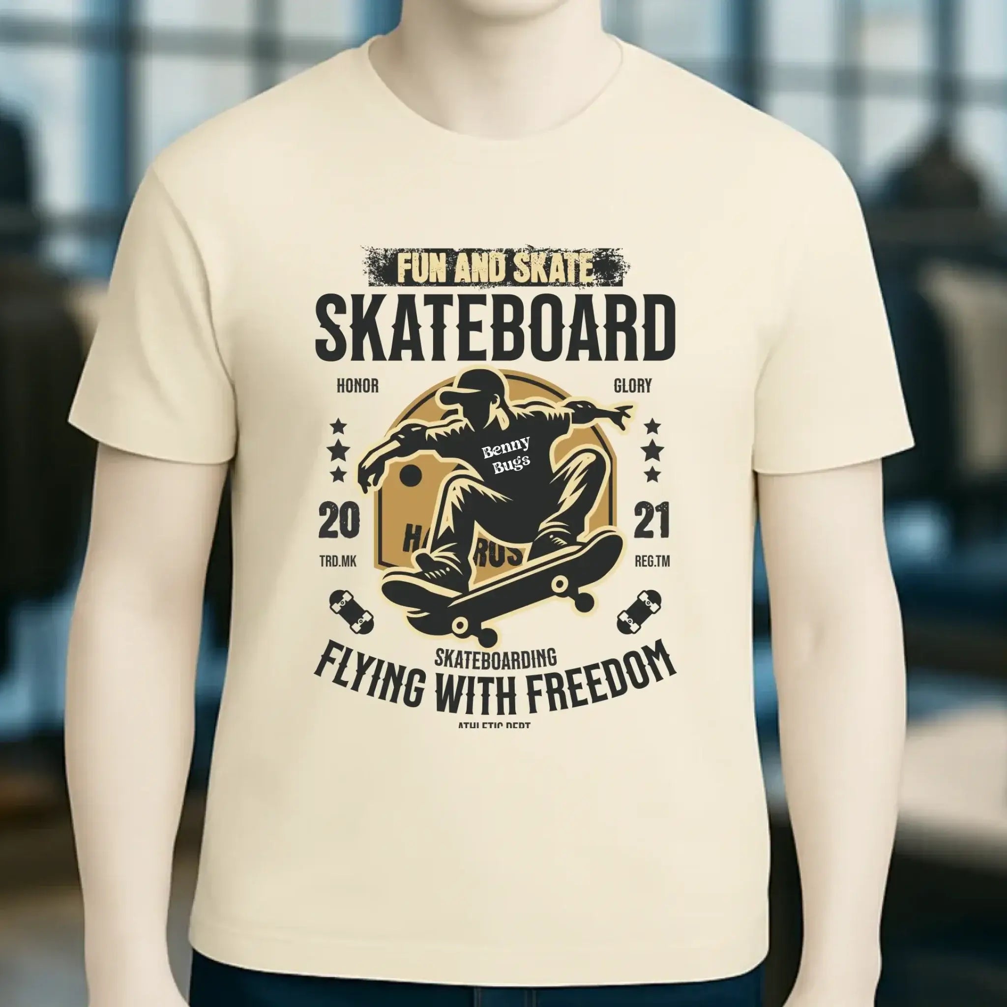 Skater mit Wunschname • Skateboard • Unisex Premium T-Shirt XS-5XL aus Bio-Baumwolle für Damen & Herren • Exklusivdesign • personalisiert