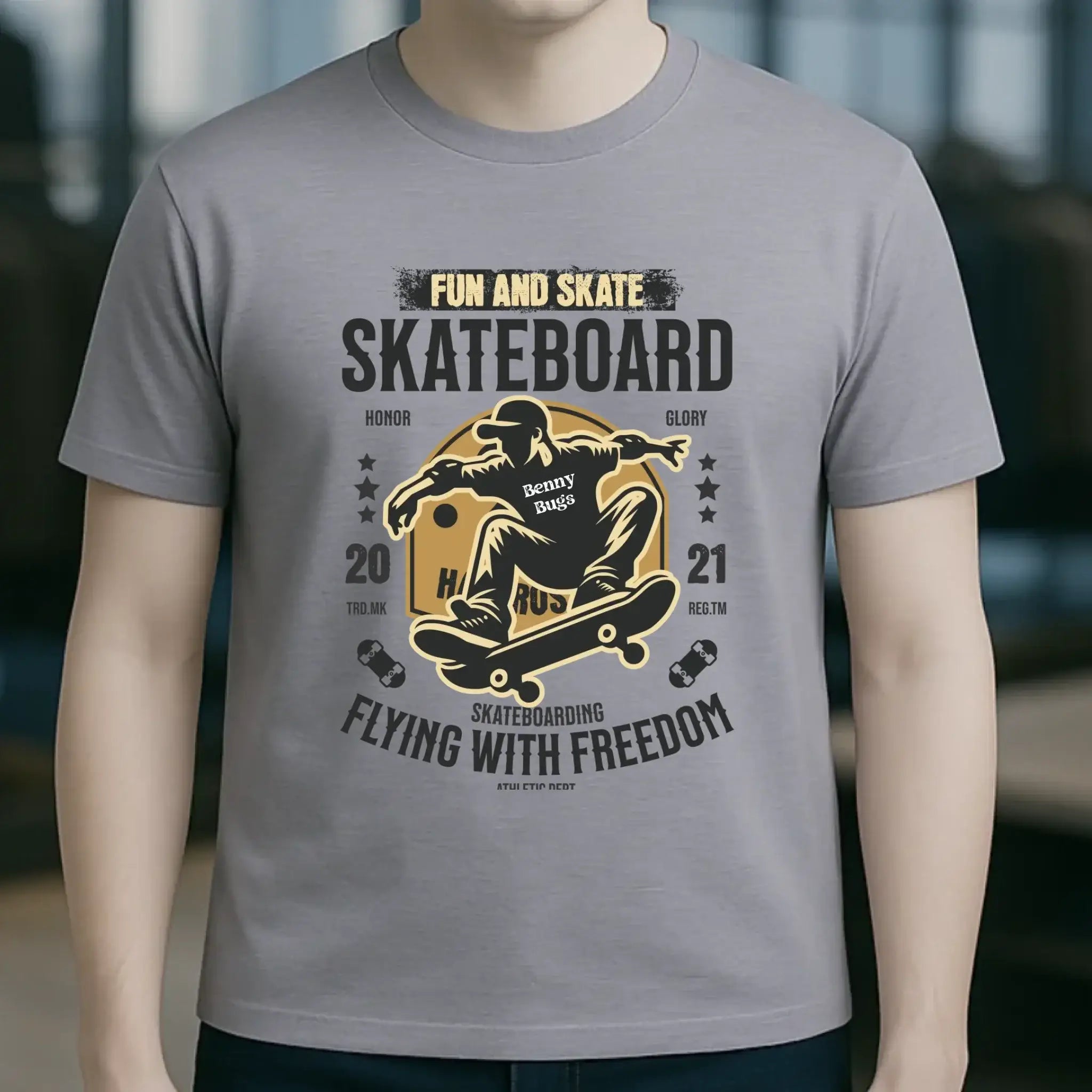 Skater mit Wunschname • Skateboard • Unisex Premium T-Shirt XS-5XL aus Bio-Baumwolle für Damen & Herren • Exklusivdesign • personalisiert