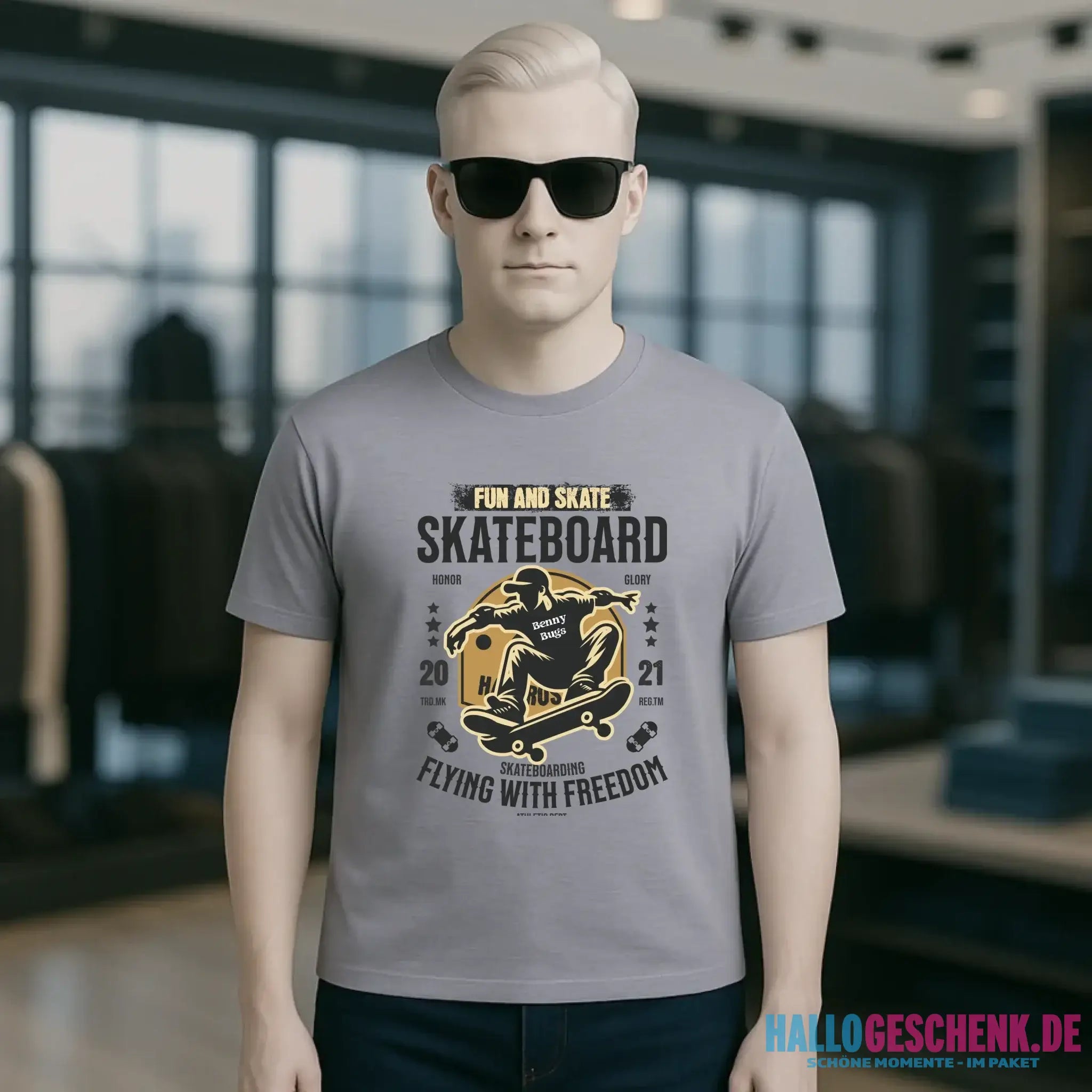 Skater mit Wunschname • Skateboard • Unisex Premium T-Shirt XS-5XL aus Bio-Baumwolle für Damen & Herren • Exklusivdesign • personalisiert