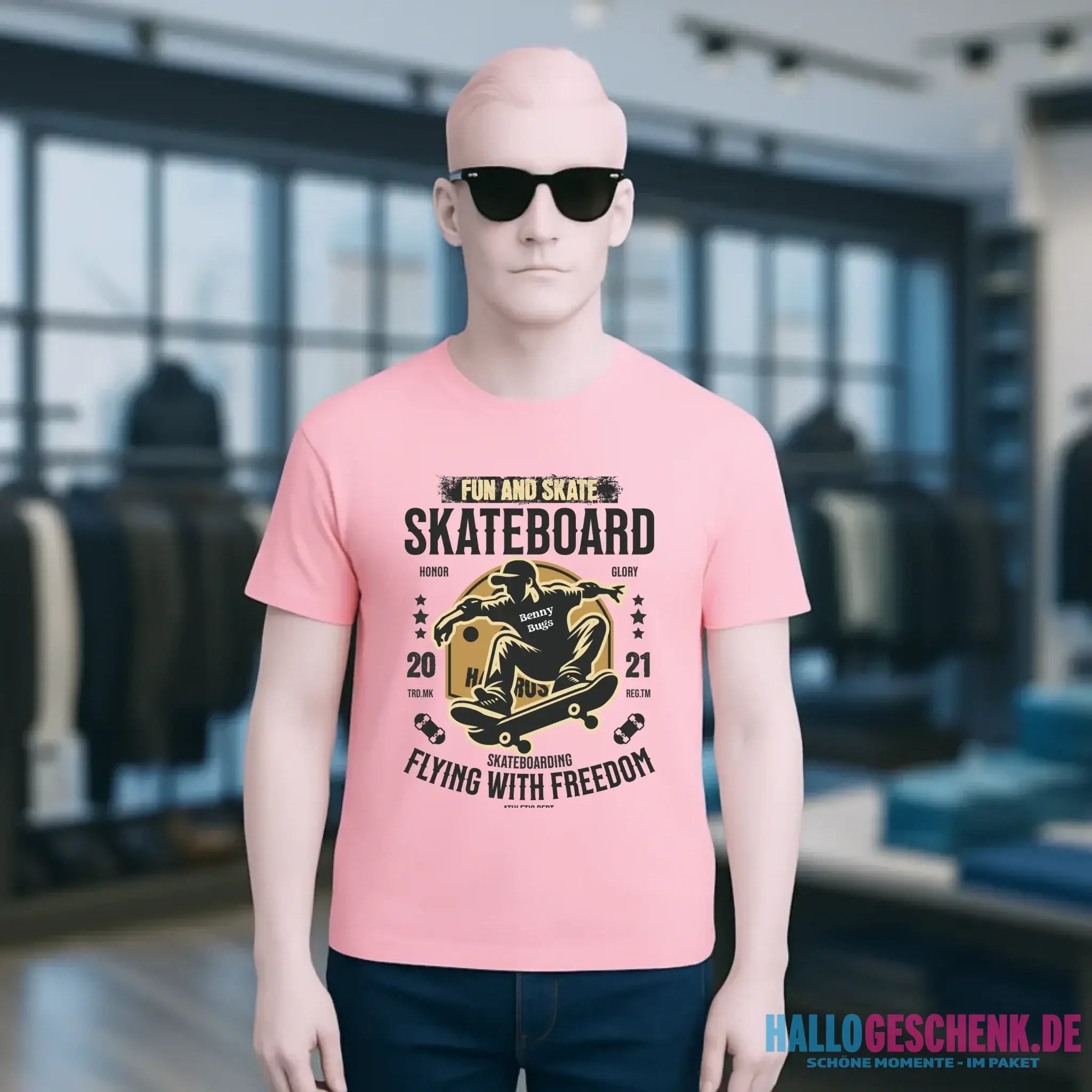 Skater mit Wunschname • Skateboard • Unisex Premium T-Shirt XS-5XL aus Bio-Baumwolle für Damen & Herren • Exklusivdesign • personalisiert