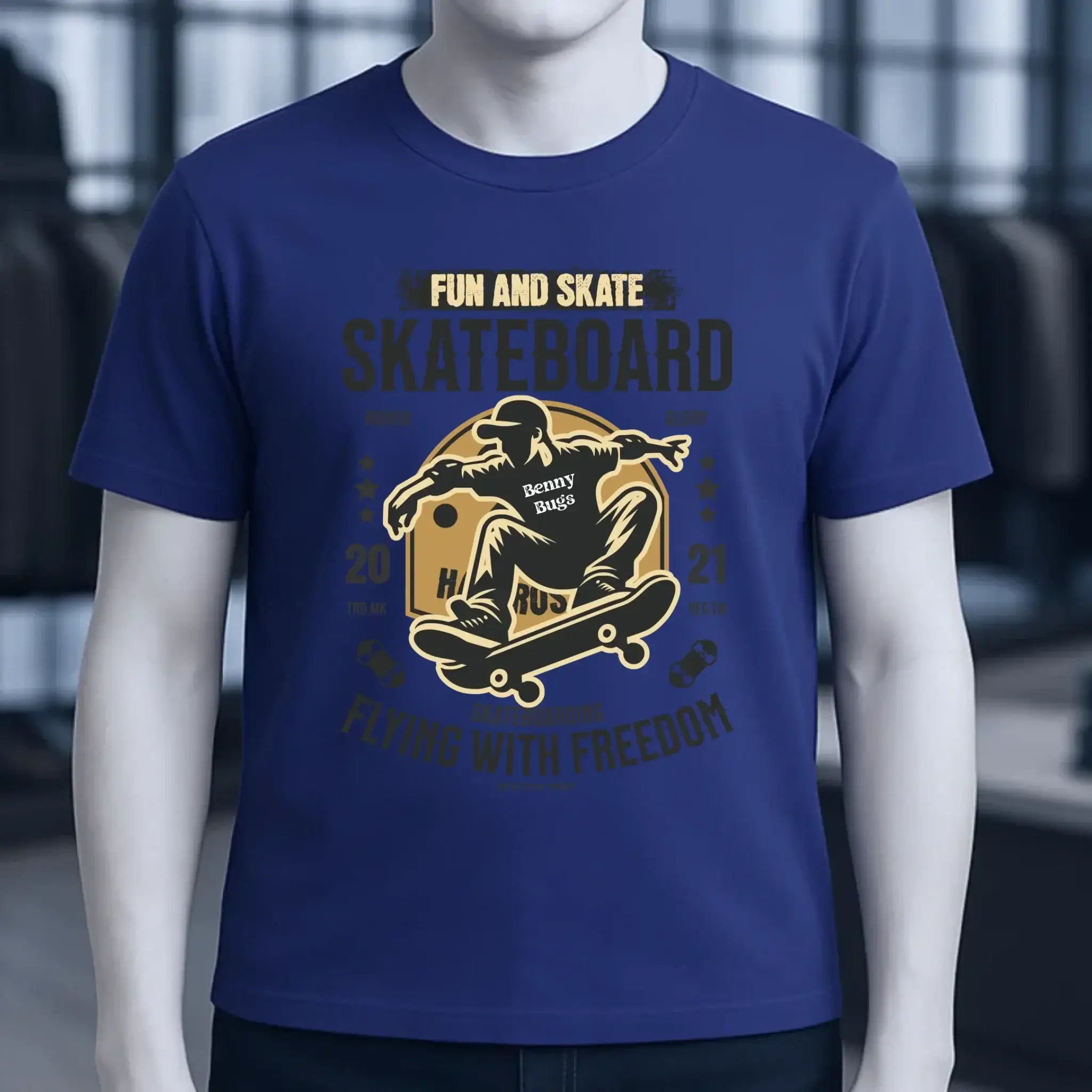 Skater mit Wunschname • Skateboard • Unisex Premium T-Shirt XS-5XL aus Bio-Baumwolle für Damen & Herren • Exklusivdesign • personalisiert