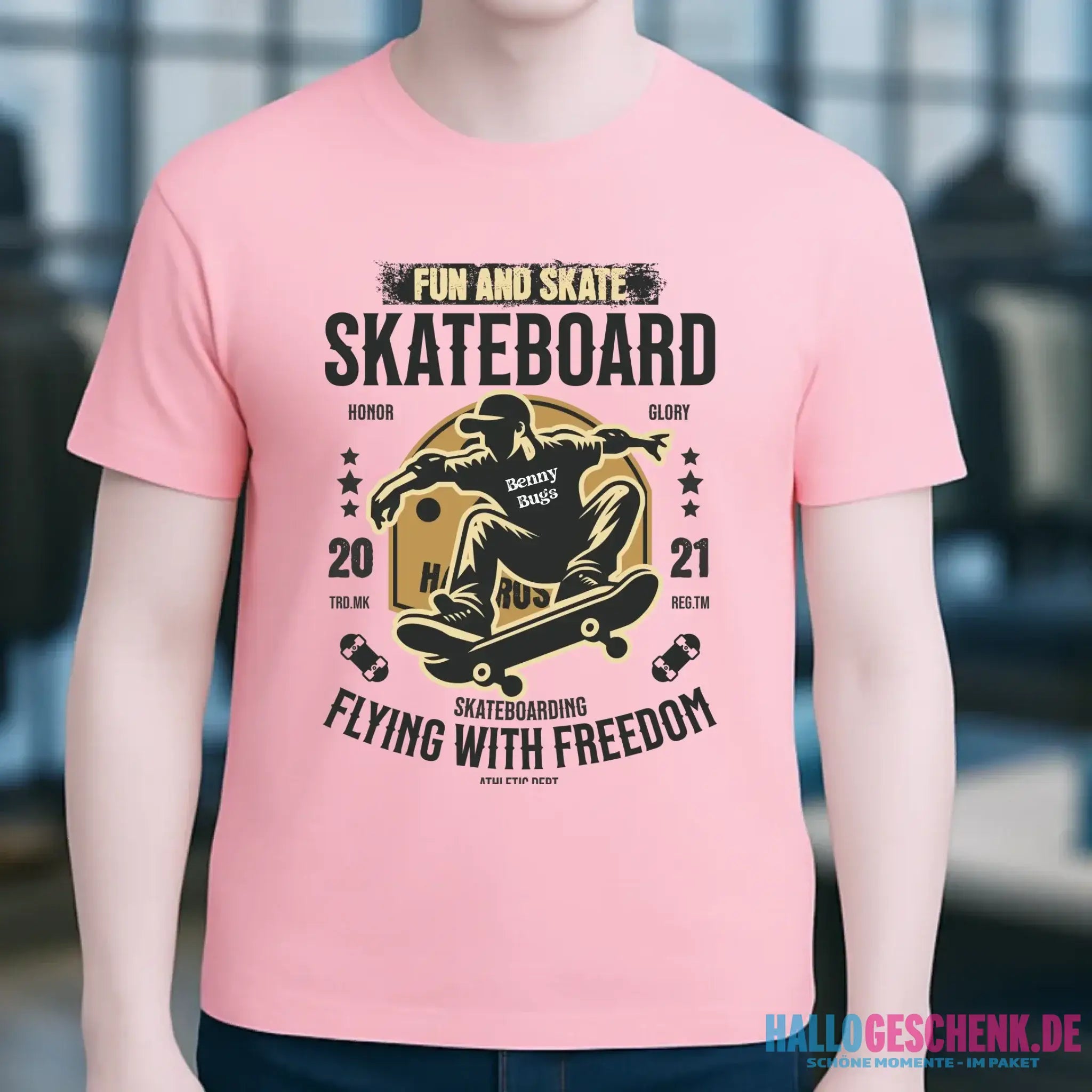 Skater mit Wunschname • Skateboard • Unisex Premium T-Shirt XS-5XL aus Bio-Baumwolle für Damen & Herren • Exklusivdesign • personalisiert