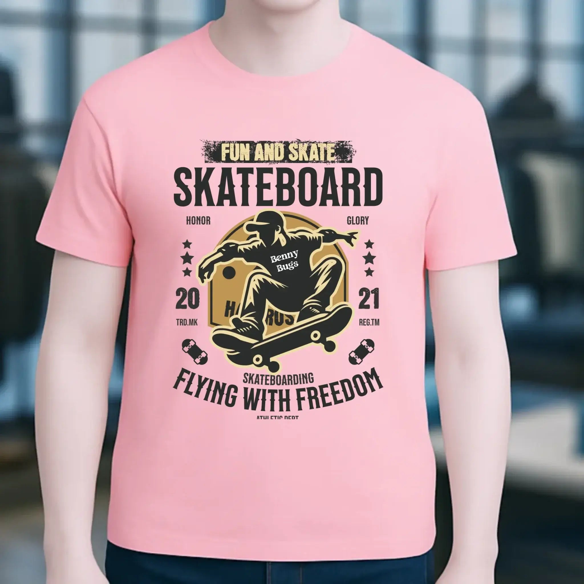 Skater mit Wunschname • Skateboard • Unisex Premium T-Shirt XS-5XL aus Bio-Baumwolle für Damen & Herren • Exklusivdesign • personalisiert