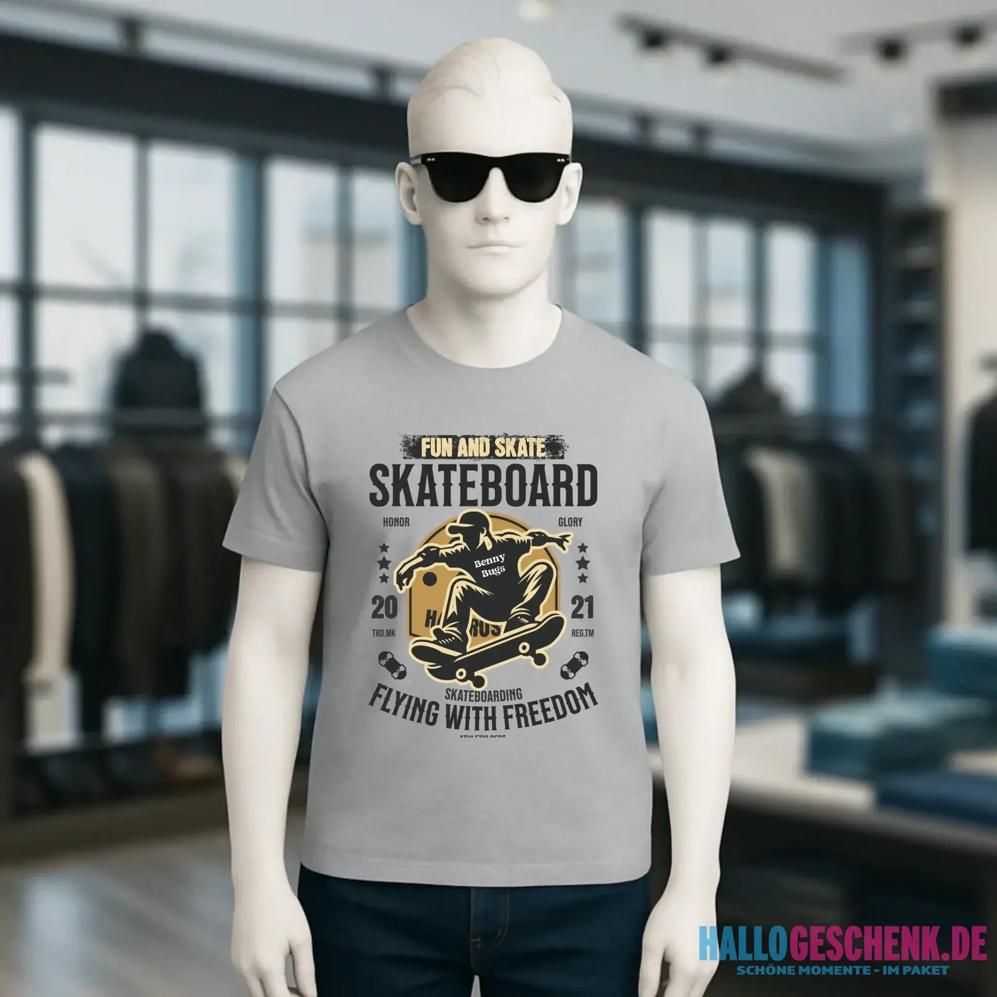 Skater mit Wunschname • Skateboard • Unisex Premium T-Shirt XS-5XL aus Bio-Baumwolle für Damen & Herren • Exklusivdesign • personalisiert