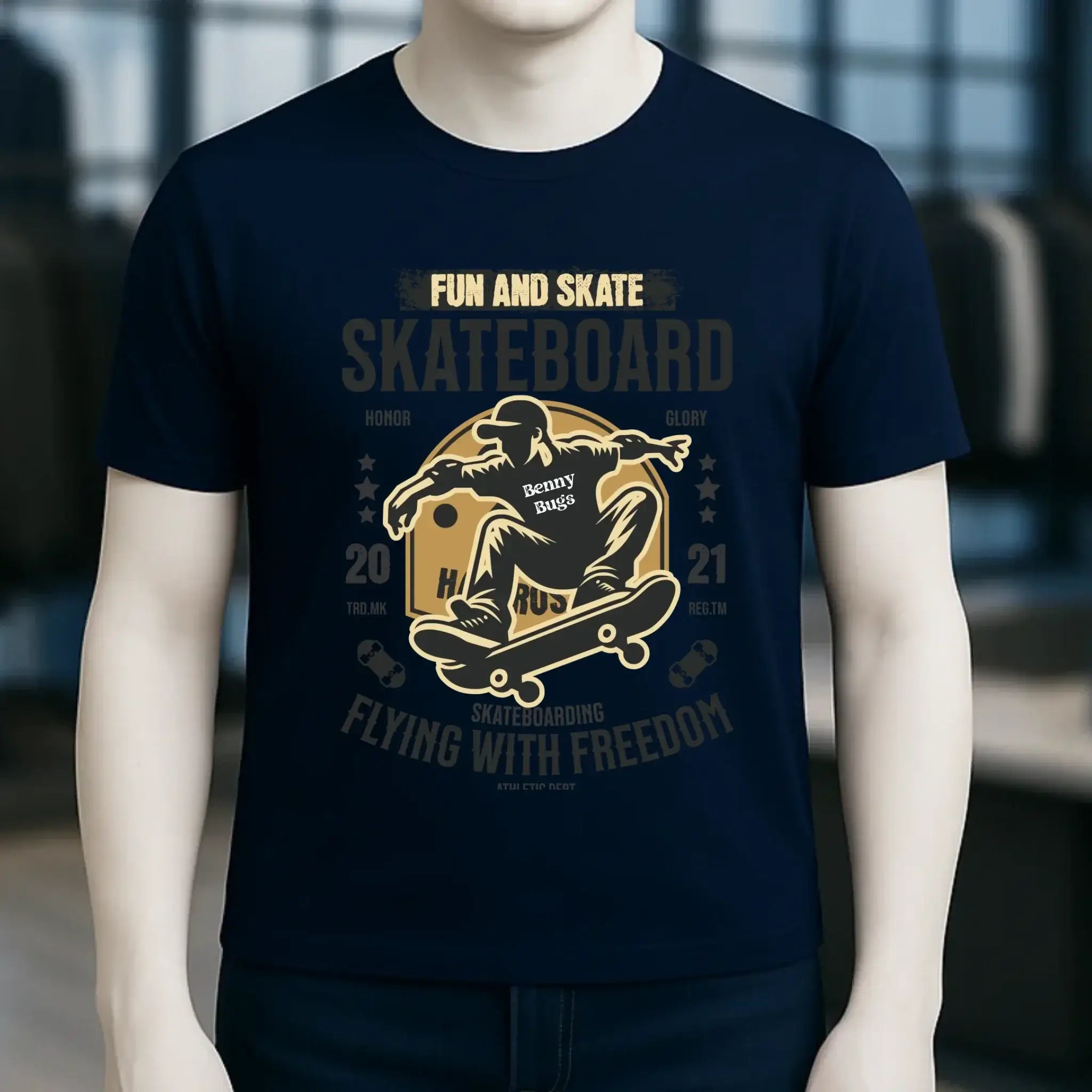 Skater mit Wunschname • Skateboard • Unisex Premium T-Shirt XS-5XL aus Bio-Baumwolle für Damen & Herren • Exklusivdesign • personalisiert