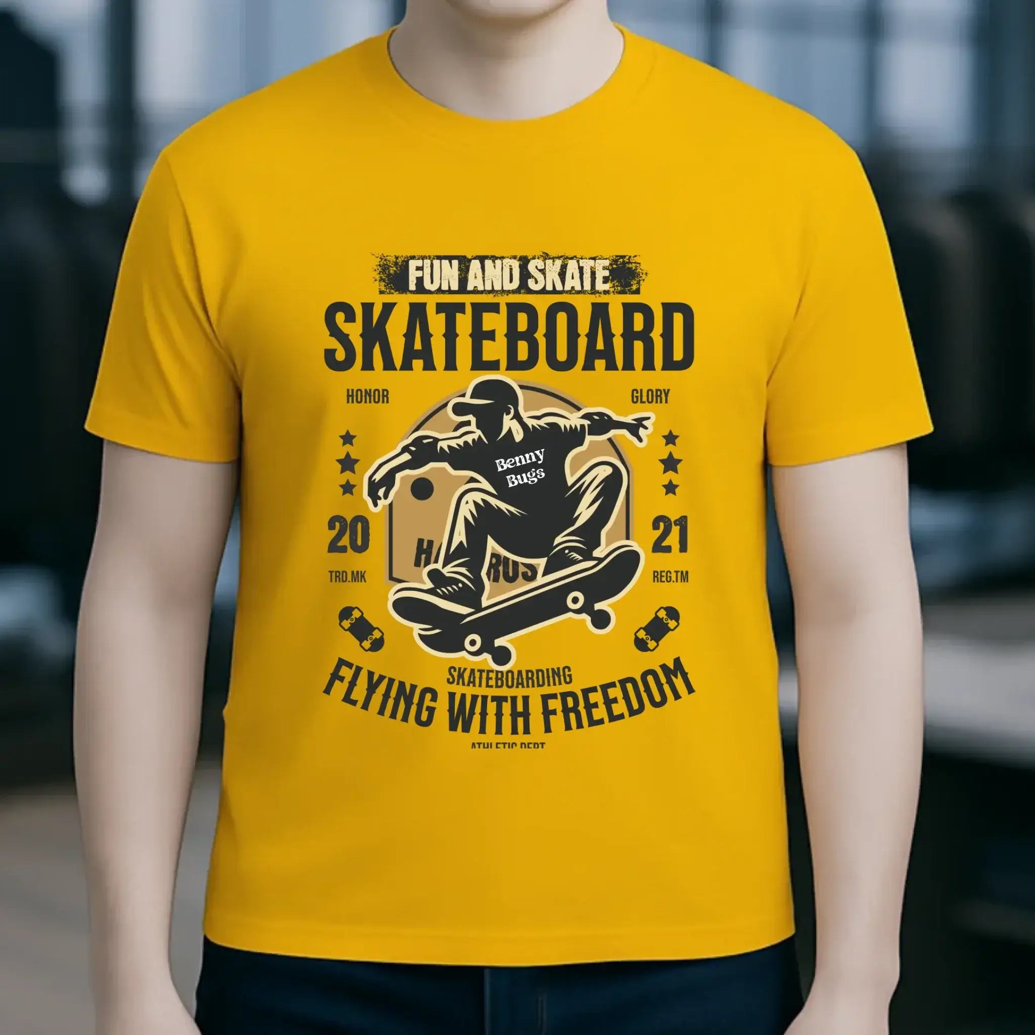 Skater mit Wunschname • Skateboard • Unisex Premium T-Shirt XS-5XL aus Bio-Baumwolle für Damen & Herren • Exklusivdesign • personalisiert