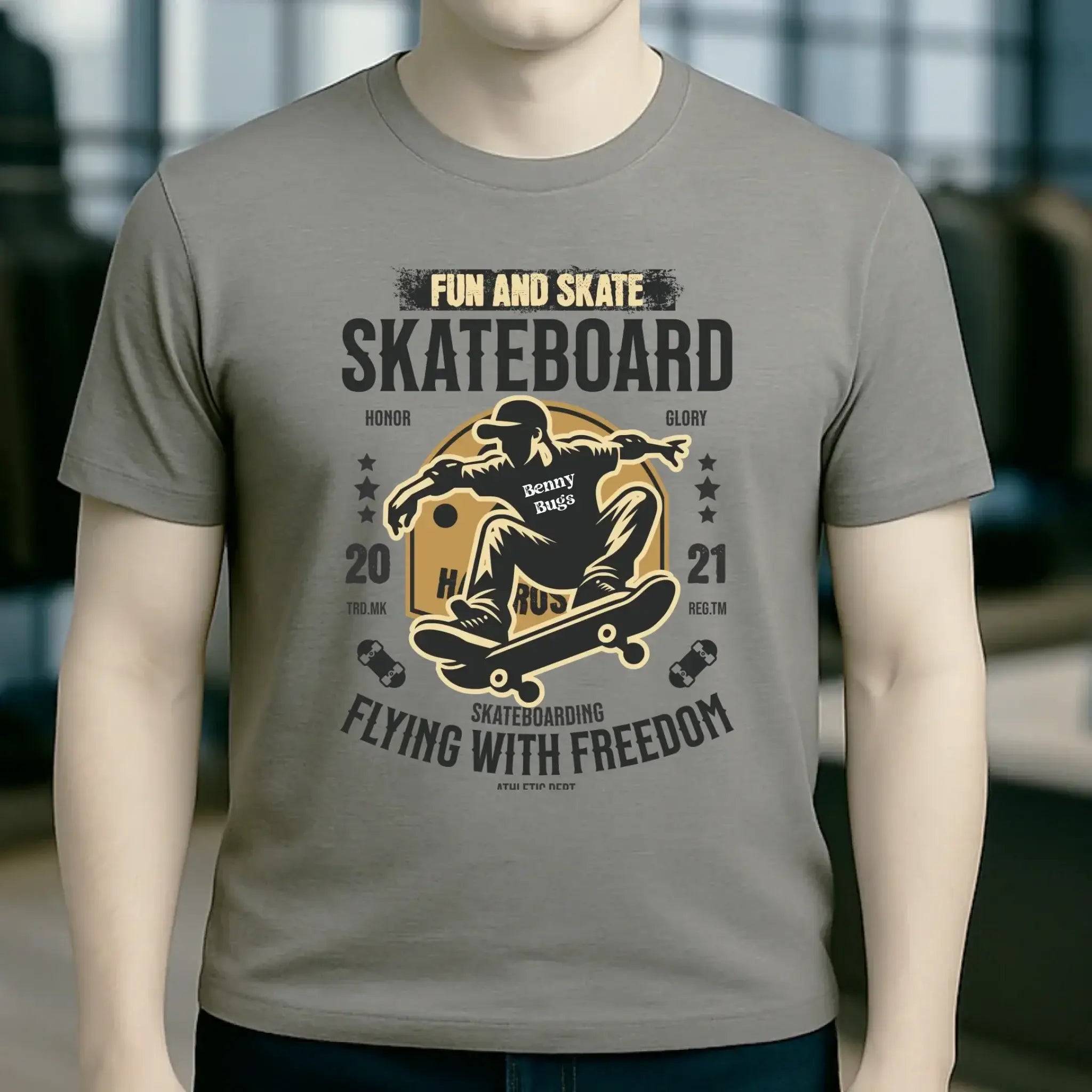 Skater mit Wunschname • Skateboard • Unisex Premium T-Shirt XS-5XL aus Bio-Baumwolle für Damen & Herren • Exklusivdesign • personalisiert