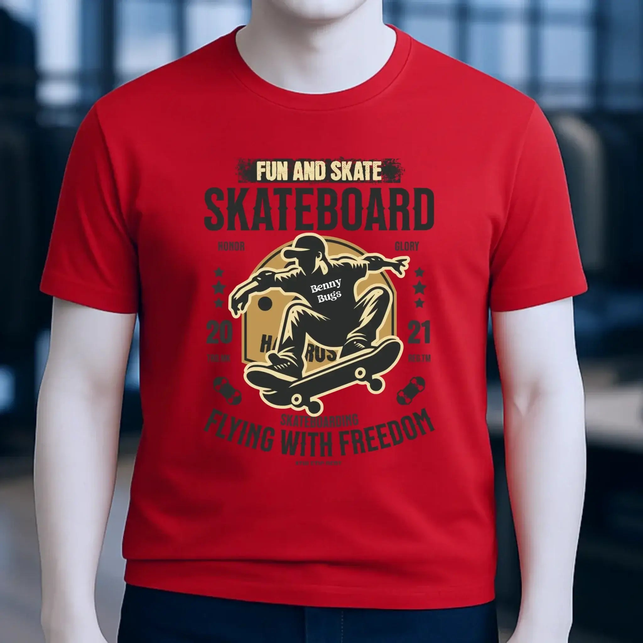 Skater mit Wunschname • Skateboard • Unisex Premium T-Shirt XS-5XL aus Bio-Baumwolle für Damen & Herren • Exklusivdesign • personalisiert