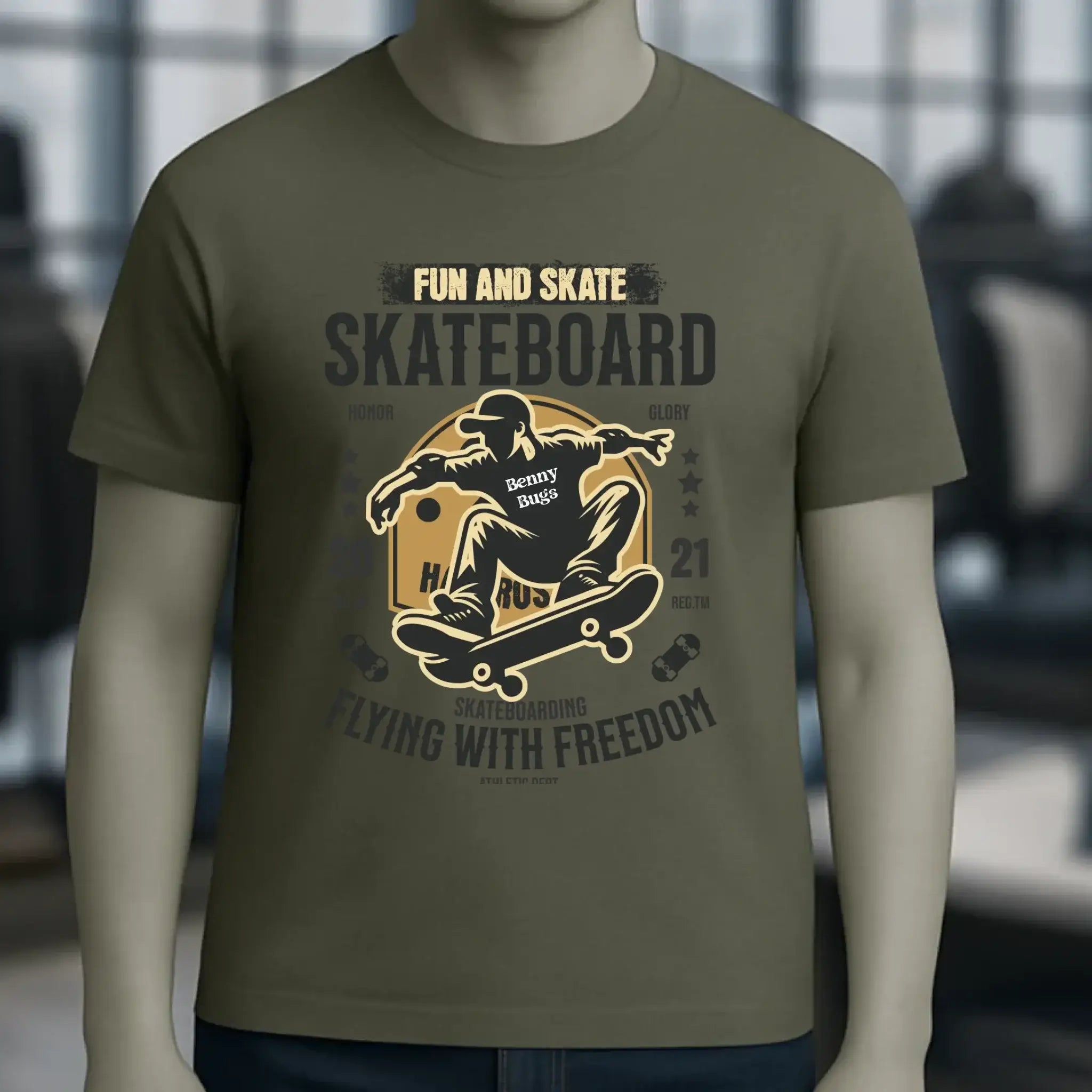 Skater mit Wunschname • Skateboard • Unisex Premium T-Shirt XS-5XL aus Bio-Baumwolle für Damen & Herren • Exklusivdesign • personalisiert