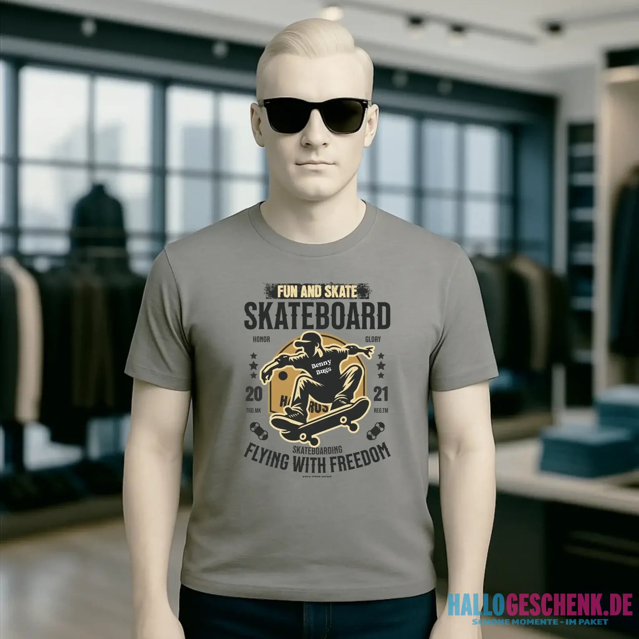 Skater mit Wunschname • Skateboard • Unisex Premium T-Shirt XS-5XL aus Bio-Baumwolle für Damen & Herren • Exklusivdesign • personalisiert