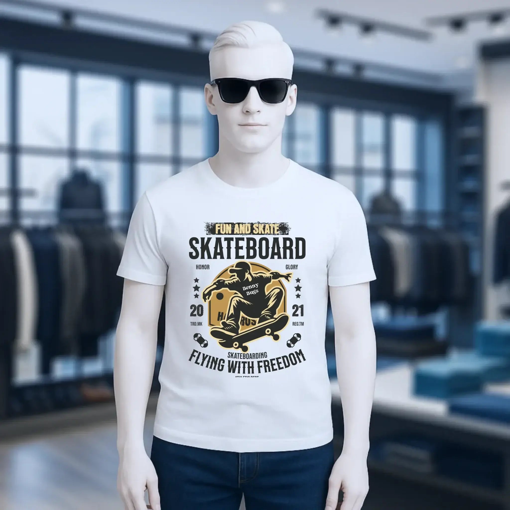 Skater mit Wunschname • Skateboard • Unisex Premium T-Shirt XS-5XL aus Bio-Baumwolle für Damen & Herren • Exklusivdesign • personalisiert