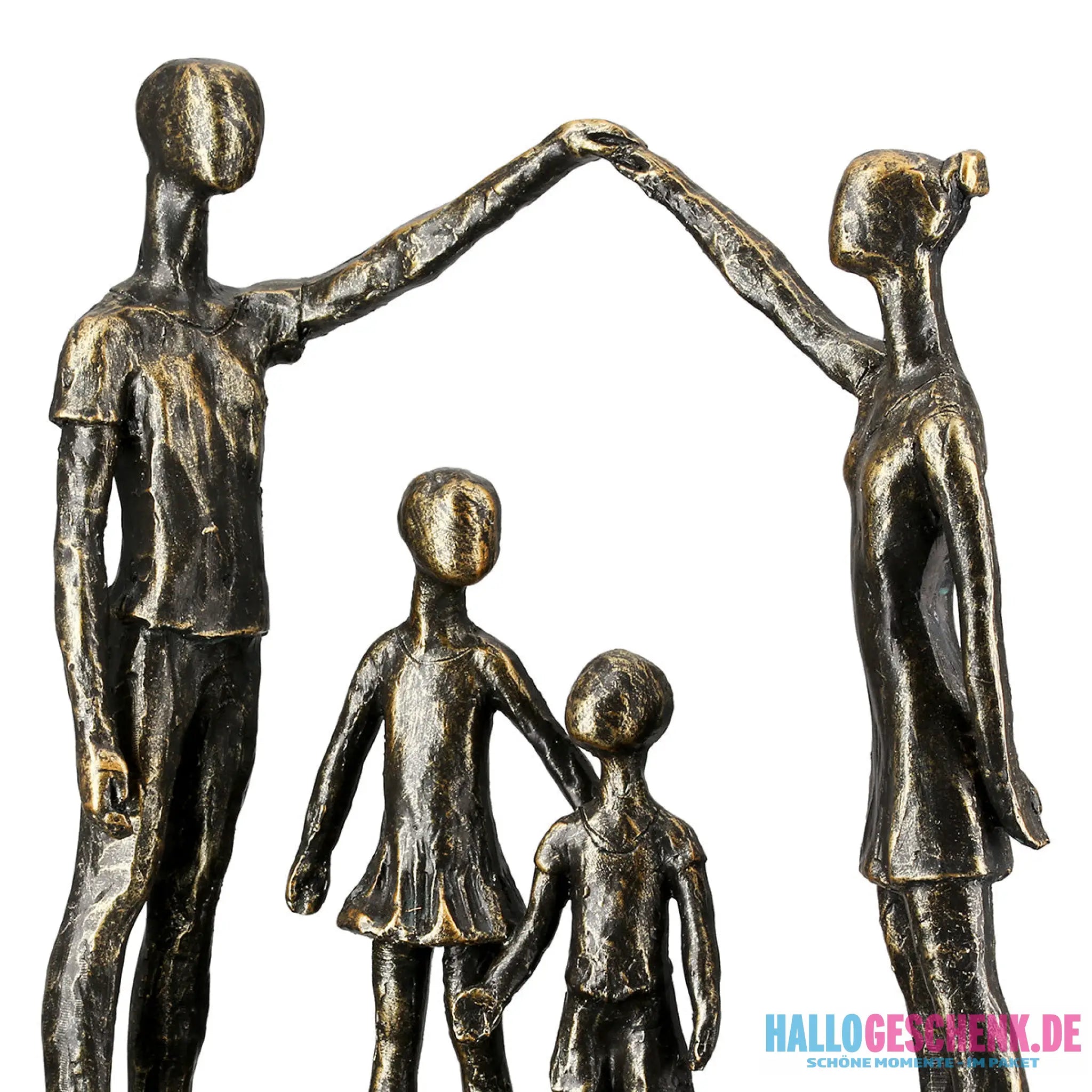 Skulptur: Familie „Schützende Hand“ • Kunstharz • Bronze / Schwarz • 30×26×8,5 cm • Gilde - Skulptur