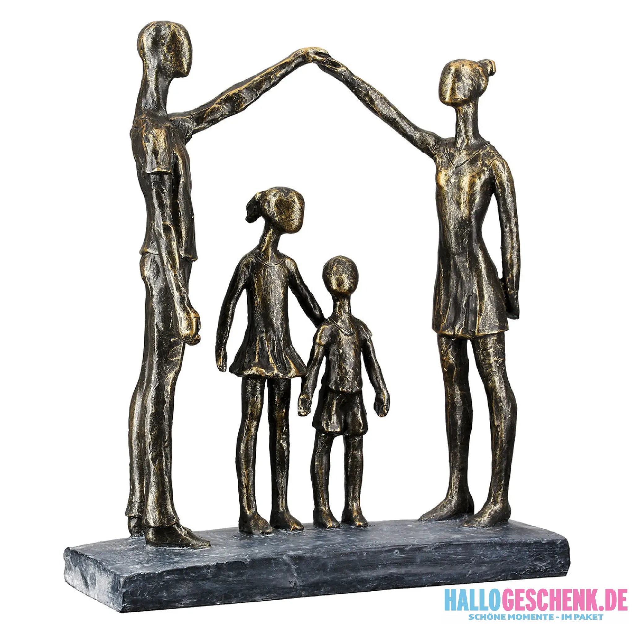 Skulptur: Familie „Schützende Hand“ • Kunstharz • Bronze / Schwarz • 30×26×8,5 cm • Gilde - Skulptur