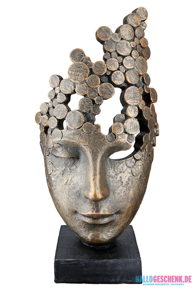 Skulptur: Gesicht „Female Mask“ • Kunstharz • Bronze • 31,5×15×10 cm • Gilde - Skulptur