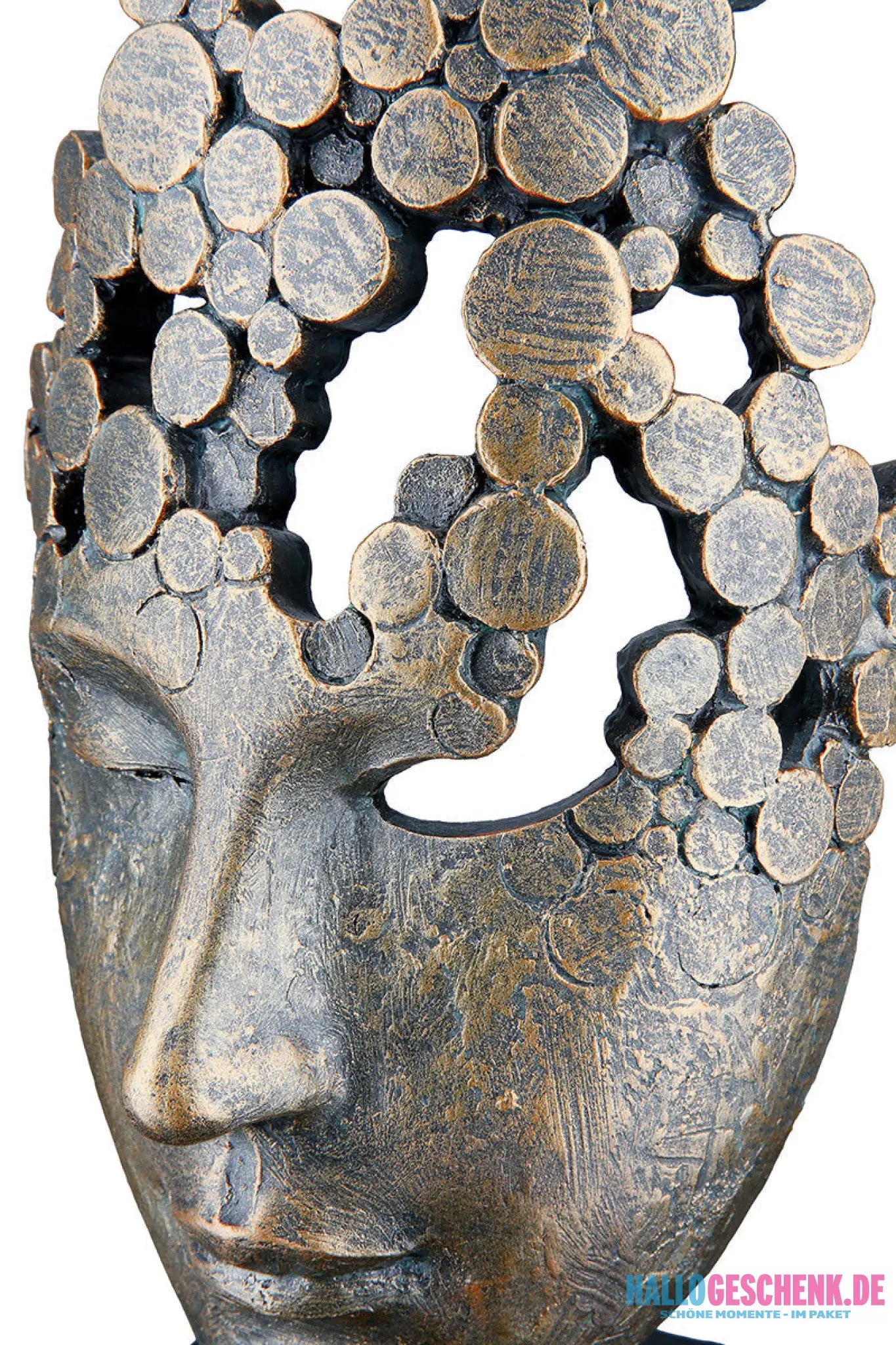 Skulptur: Gesicht „Female Mask“ • Kunstharz • Bronze • 31,5×15×10 cm • Gilde - Skulptur