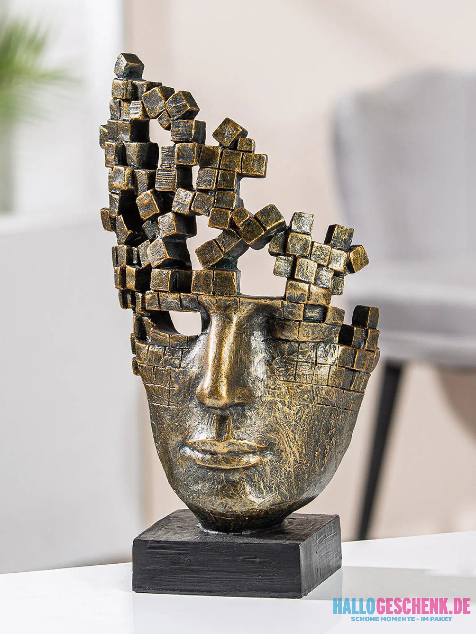 Skulptur: Gesicht „Male Mask“ • Kunstharz • Bronze • 30×16×10 cm • Gilde - Skulptur