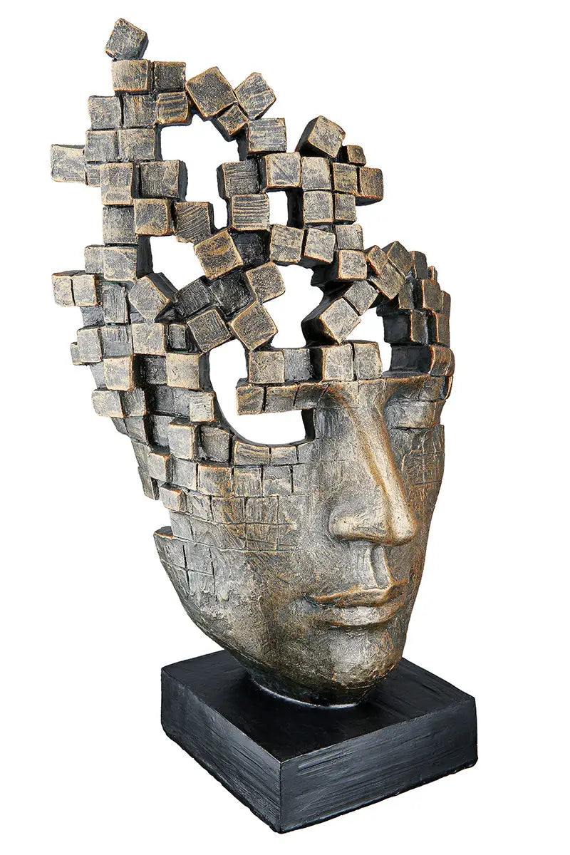 Skulptur: Gesicht „Male Mask“ • Kunstharz • Bronze • 30×16×10 cm • Gilde - Skulptur