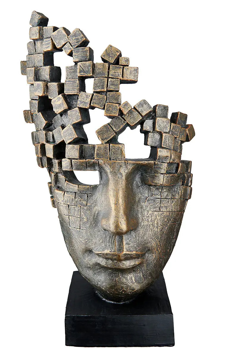 Skulptur: Gesicht „Male Mask“ • Kunstharz • Bronze • 30×16×10 cm • Gilde - Skulptur