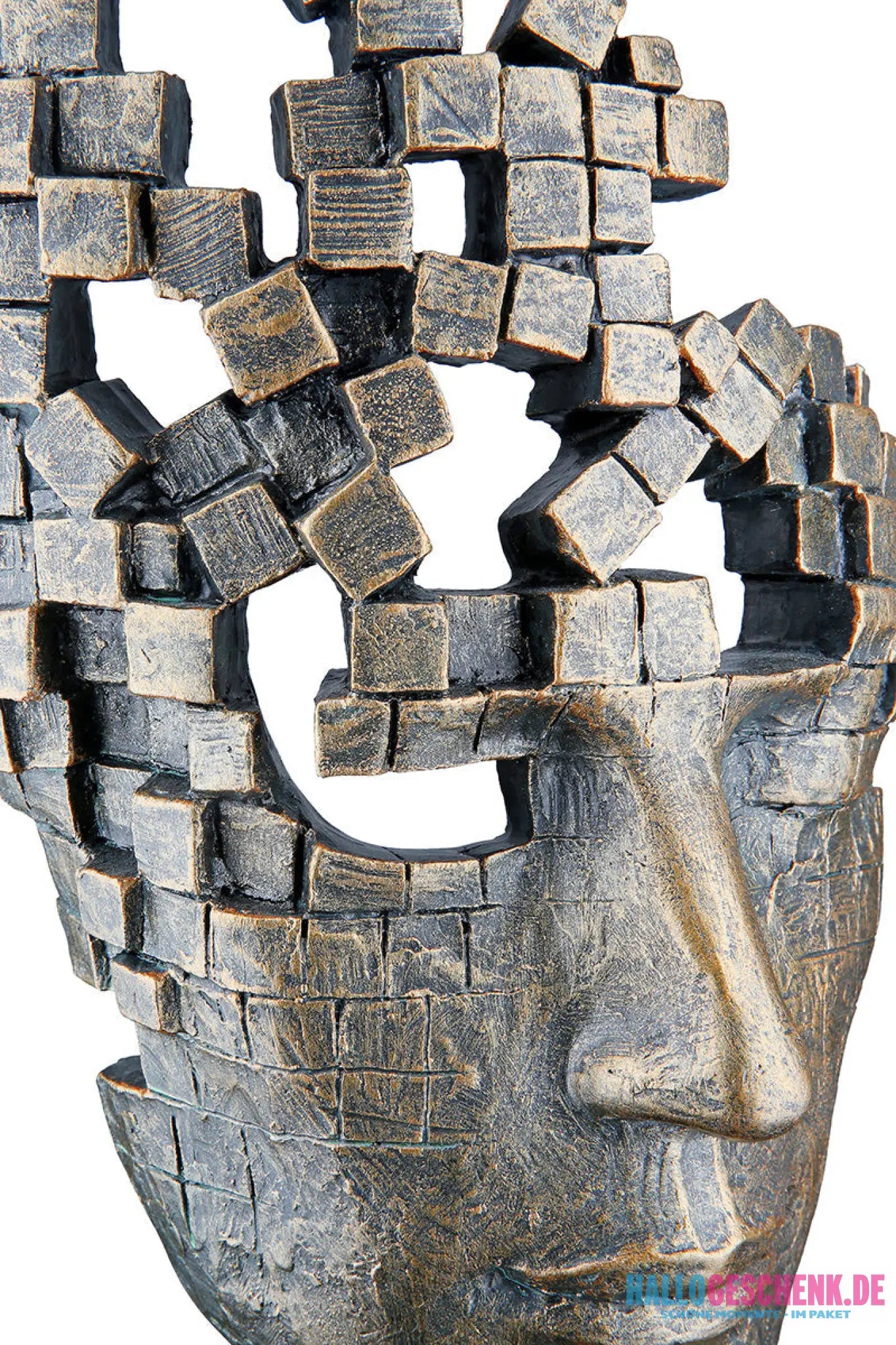 Skulptur: Gesicht „Male Mask“ • Kunstharz • Bronze • 30×16×10 cm • Gilde - Skulptur