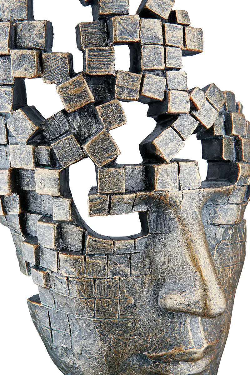 Skulptur: Gesicht „Male Mask“ • Kunstharz • Bronze • 30×16×10 cm • Gilde - Skulptur