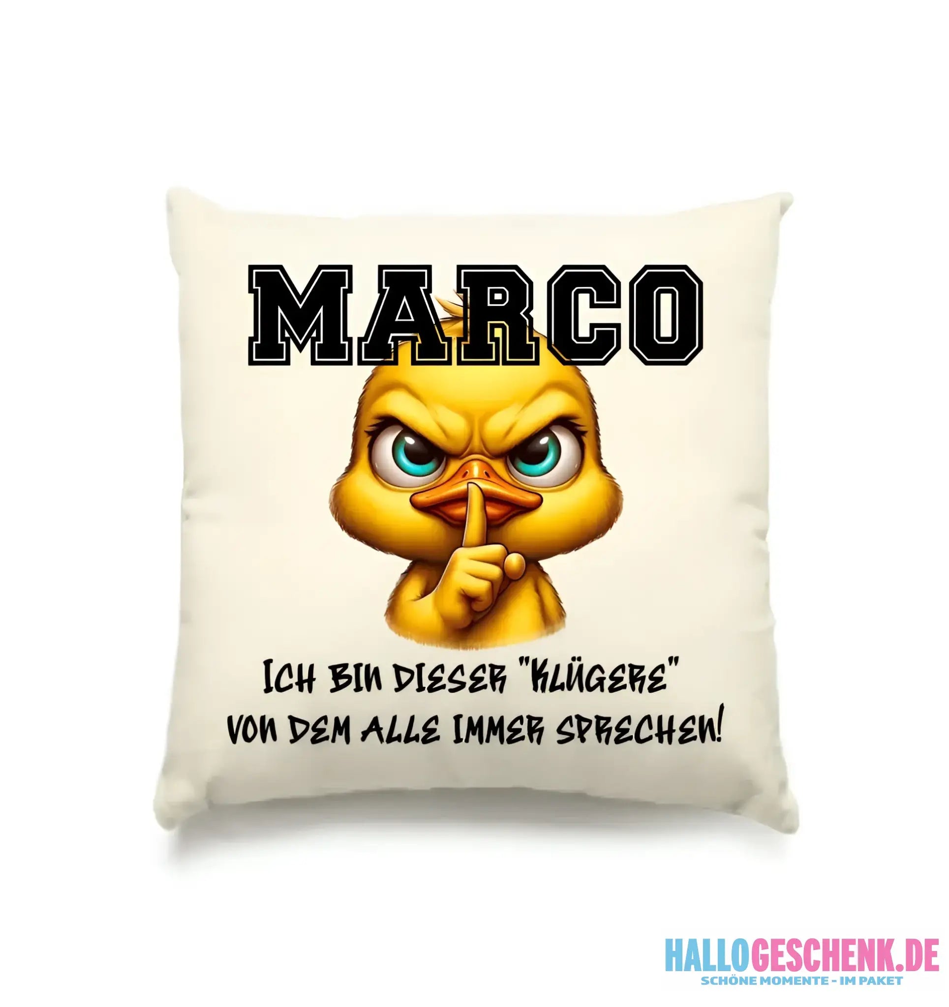 Smart Duck + WUNSCHNAME • Kissen 40x40 cm • Exklusivdesign • personalisiert