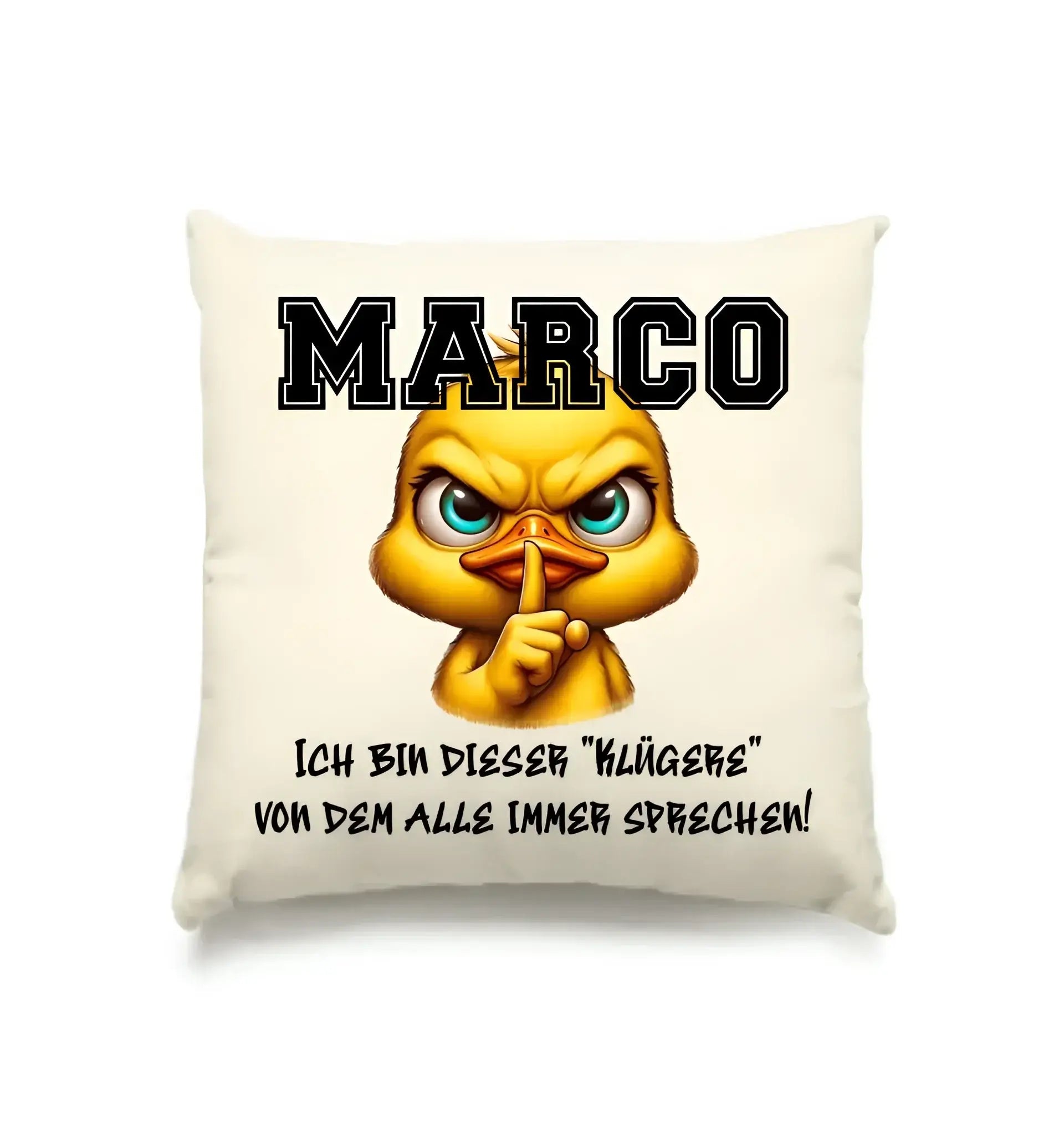 Smart Duck + WUNSCHNAME • Kissen 40x40 cm • Exklusivdesign • personalisiert
