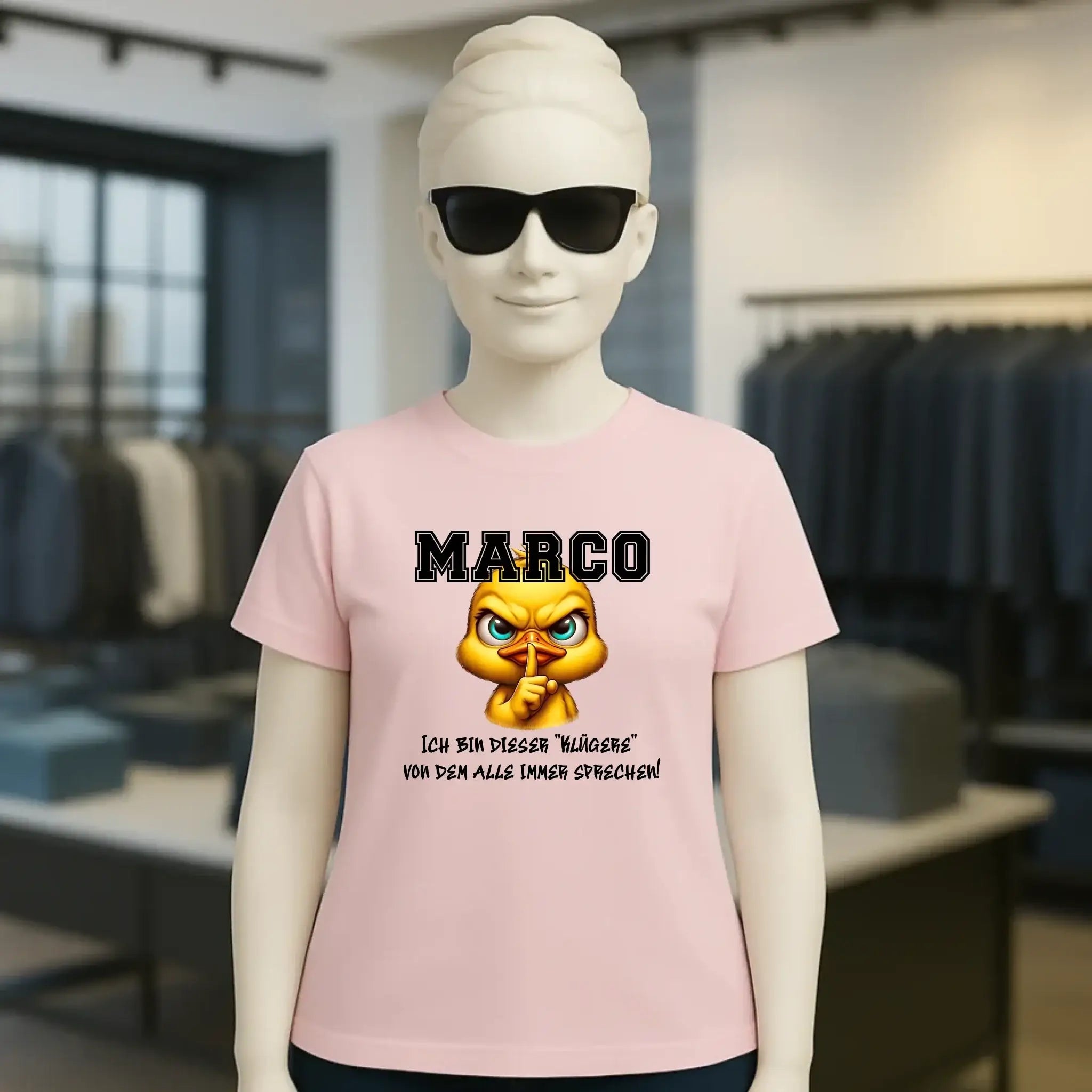 Smart Duck + WUNSCHNAME • Ladies Premium T-Shirt XS-2XL aus Bio-Baumwolle für Damen • Exklusivdesign • personalisiert