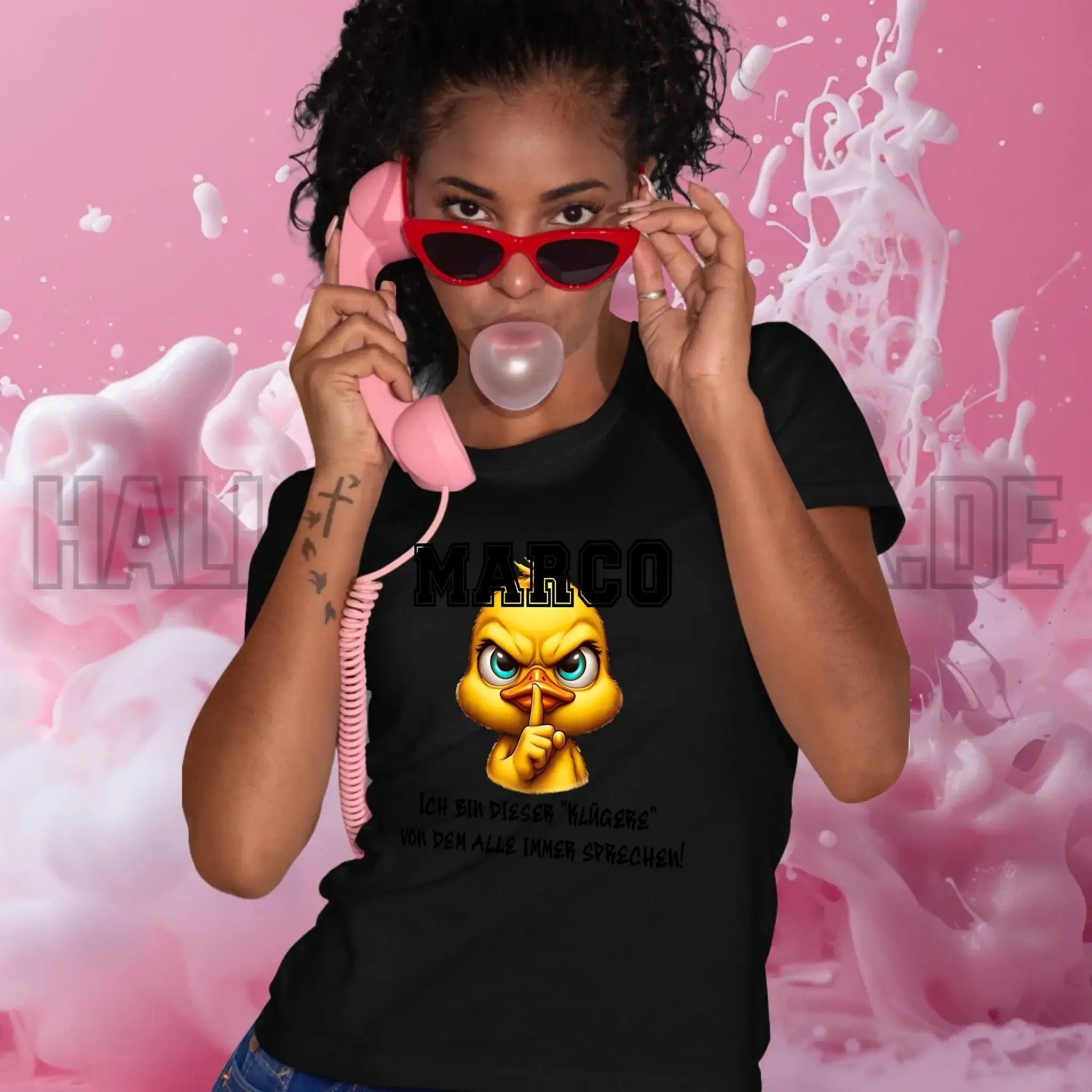 Smart Duck + WUNSCHNAME • Ladies Premium T-Shirt XS-2XL aus Bio-Baumwolle für Damen • Exklusivdesign • personalisiert