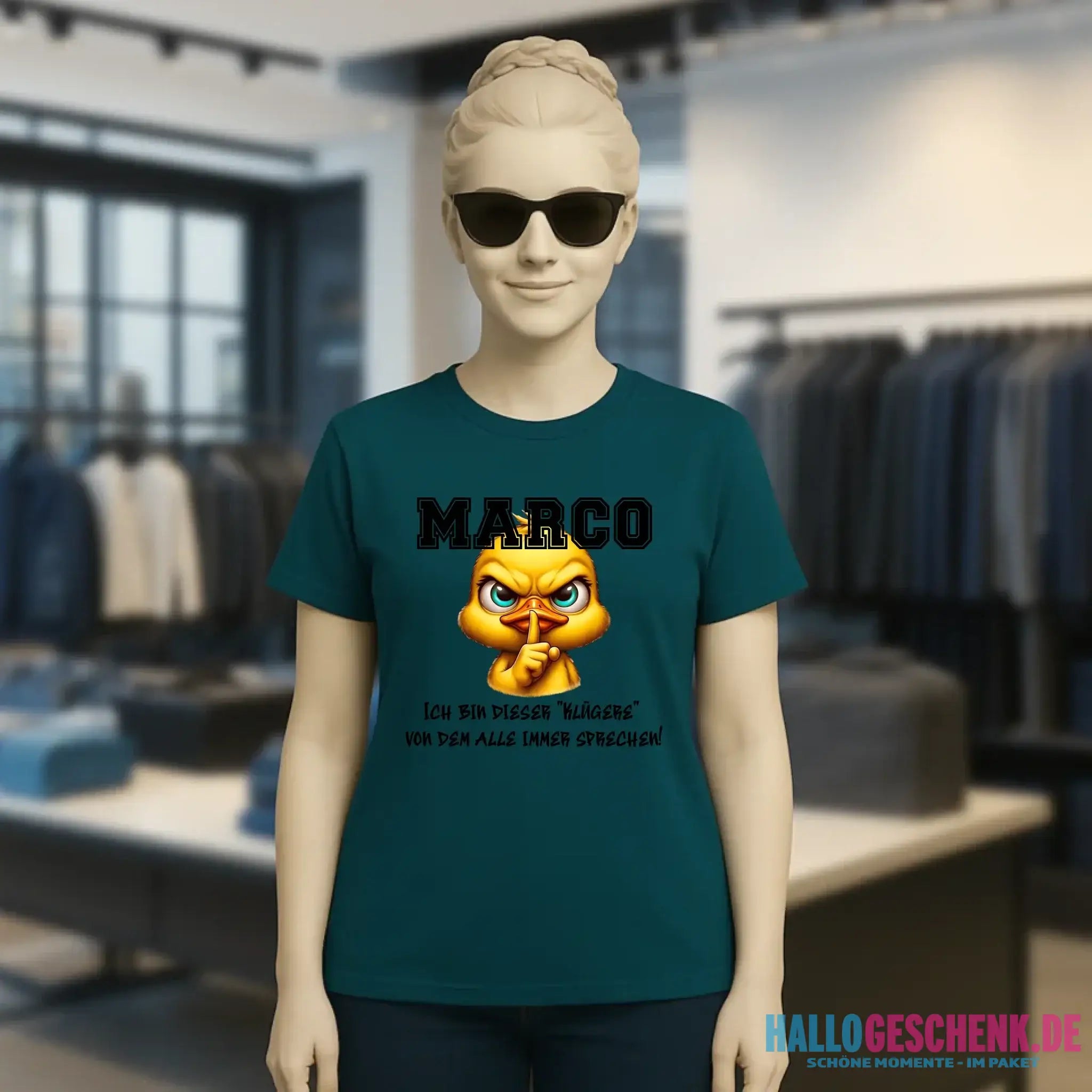 Smart Duck + WUNSCHNAME • Ladies Premium T-Shirt XS-2XL aus Bio-Baumwolle für Damen • Exklusivdesign • personalisiert
