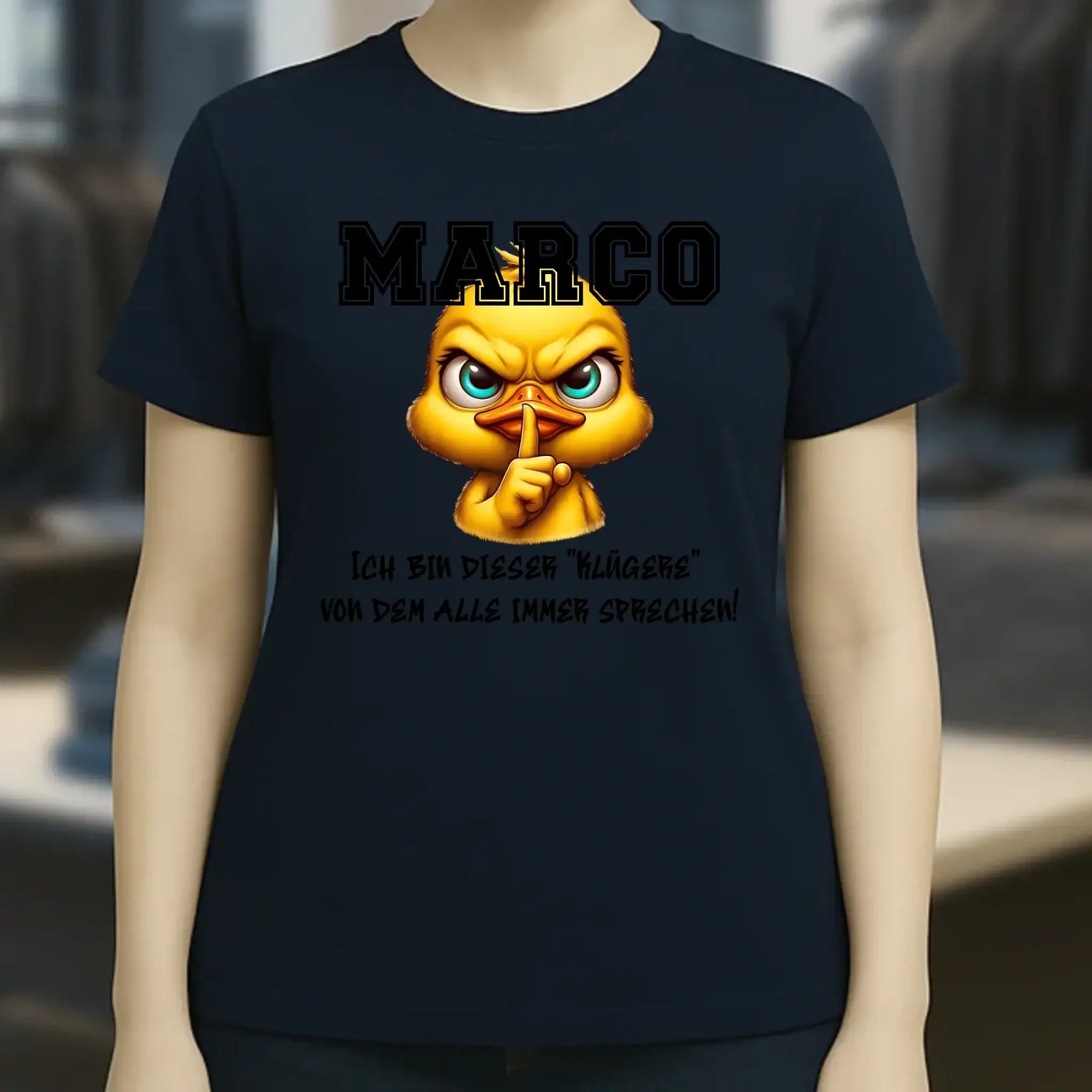 Smart Duck + WUNSCHNAME • Ladies Premium T-Shirt XS-2XL aus Bio-Baumwolle für Damen • Exklusivdesign • personalisiert