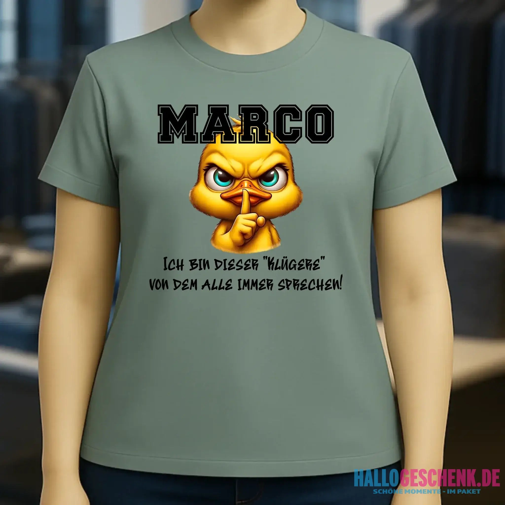 Smart Duck + WUNSCHNAME • Ladies Premium T-Shirt XS-2XL aus Bio-Baumwolle für Damen • Exklusivdesign • personalisiert