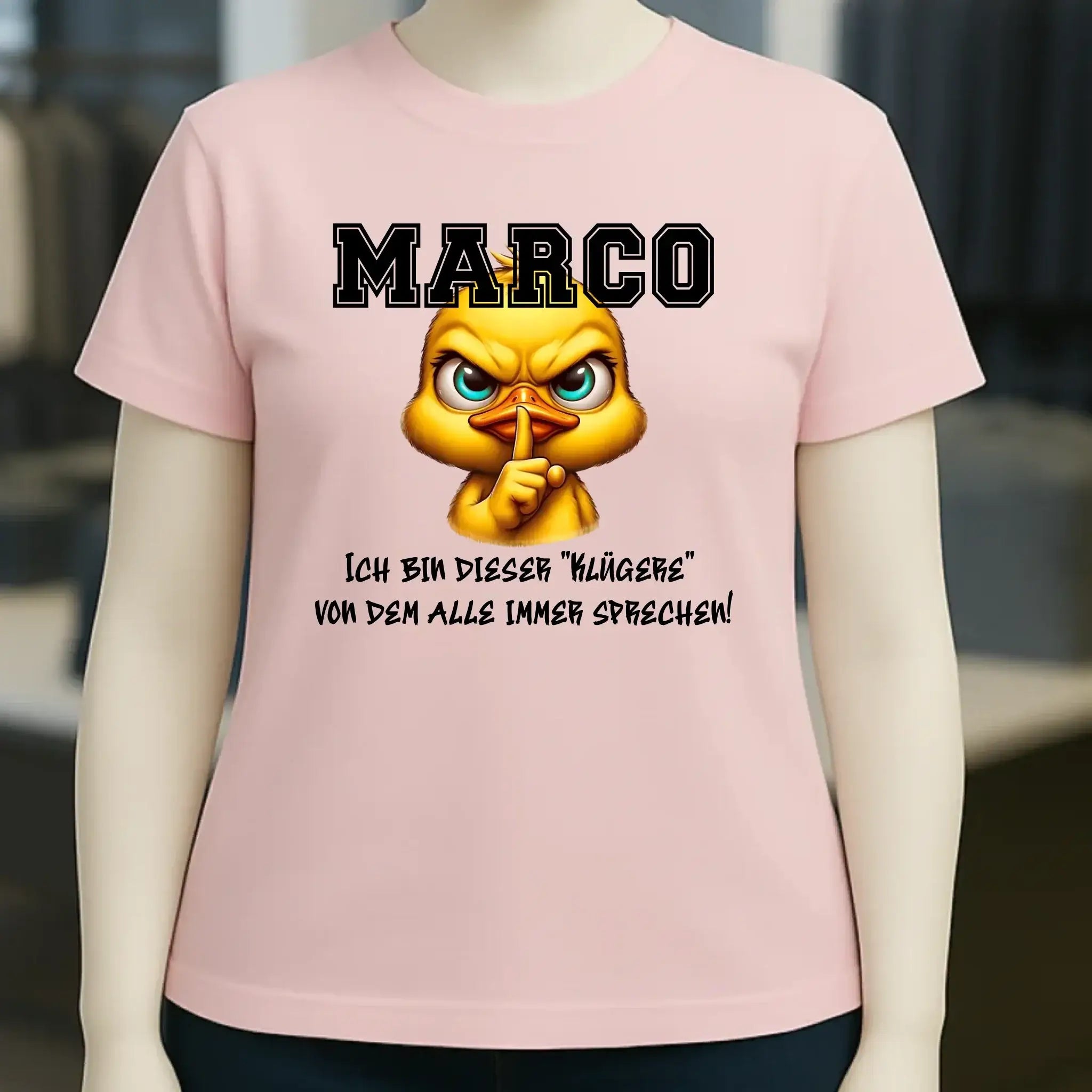Smart Duck + WUNSCHNAME • Ladies Premium T-Shirt XS-2XL aus Bio-Baumwolle für Damen • Exklusivdesign • personalisiert