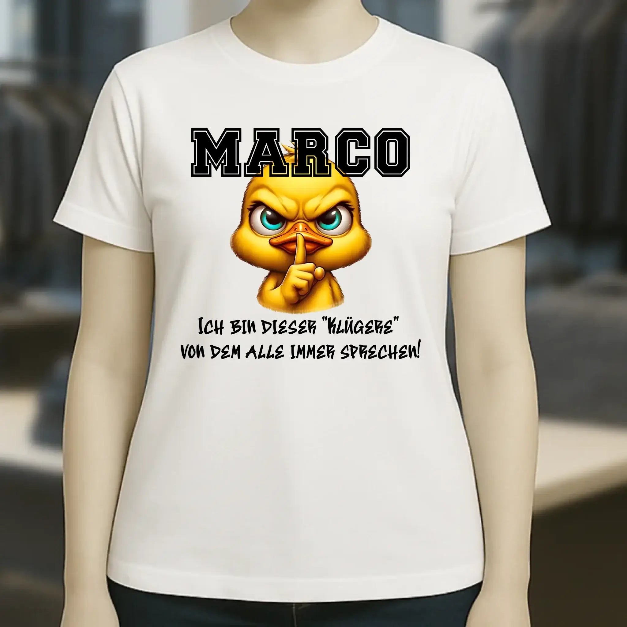 Smart Duck + WUNSCHNAME • Ladies Premium T-Shirt XS-2XL aus Bio-Baumwolle für Damen • Exklusivdesign • personalisiert