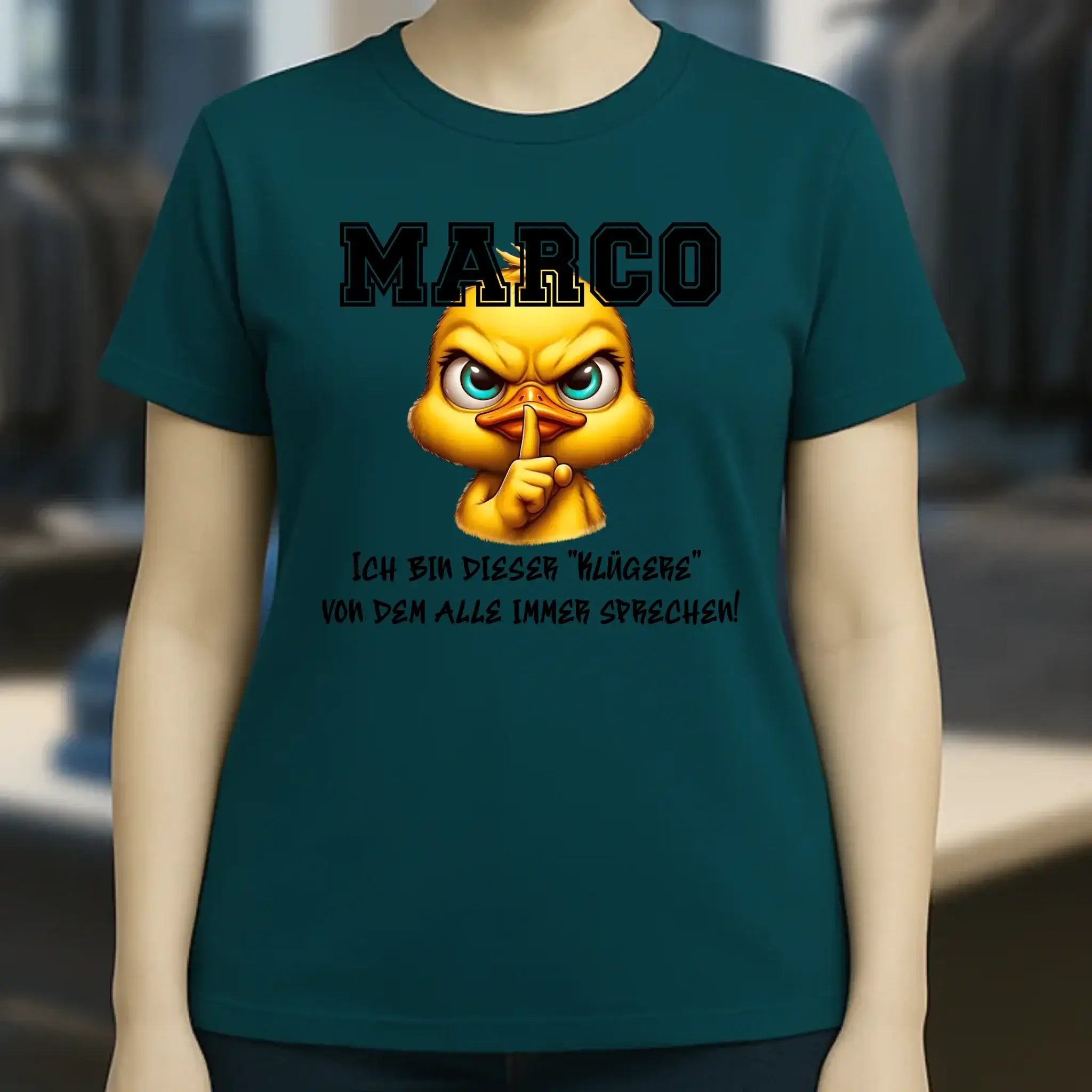 Smart Duck + WUNSCHNAME • Ladies Premium T-Shirt XS-2XL aus Bio-Baumwolle für Damen • Exklusivdesign • personalisiert