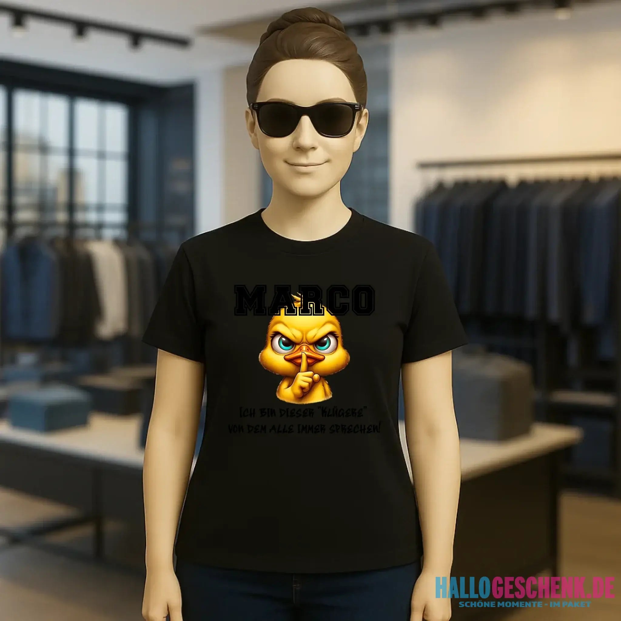 Smart Duck + WUNSCHNAME • Ladies Premium T-Shirt XS-2XL aus Bio-Baumwolle für Damen • Exklusivdesign • personalisiert