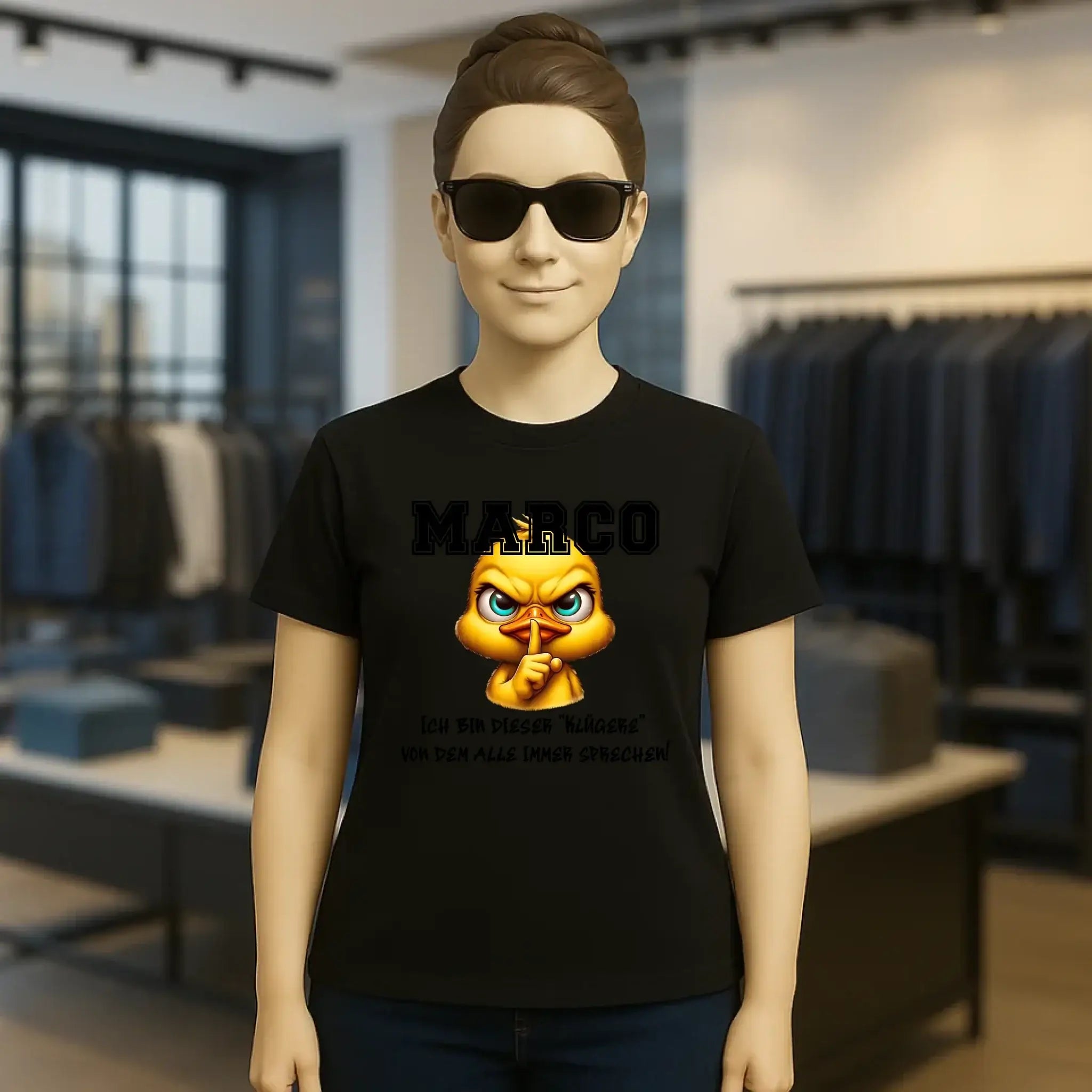 Smart Duck + WUNSCHNAME • Ladies Premium T-Shirt XS-2XL aus Bio-Baumwolle für Damen • Exklusivdesign • personalisiert