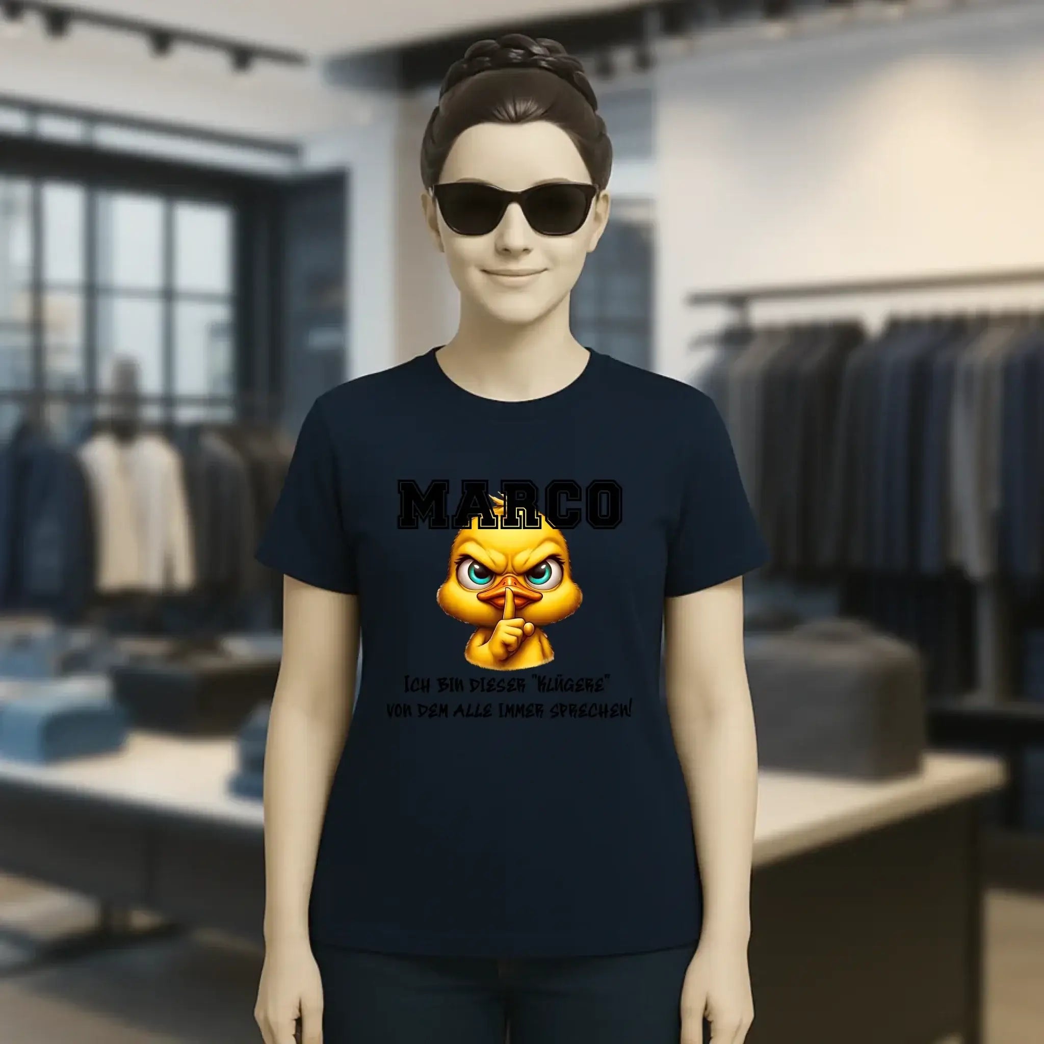 Smart Duck + WUNSCHNAME • Ladies Premium T-Shirt XS-2XL aus Bio-Baumwolle für Damen • Exklusivdesign • personalisiert