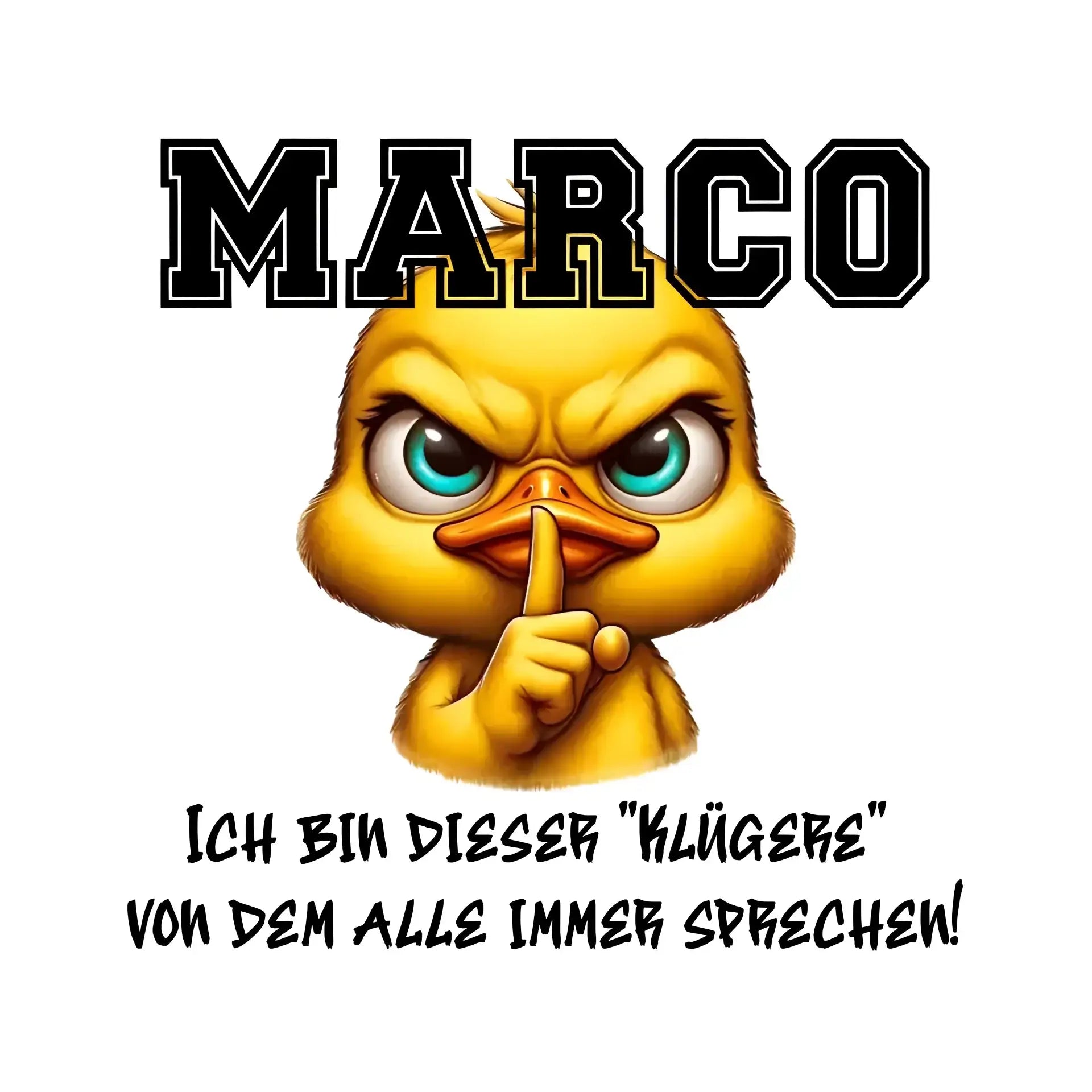Smart Duck + WUNSCHNAME • STICKER 20x20 cm (Aufkleber) - White / OneSize / ausgestanzter Sticker 20x20 cm (Aufkleber)