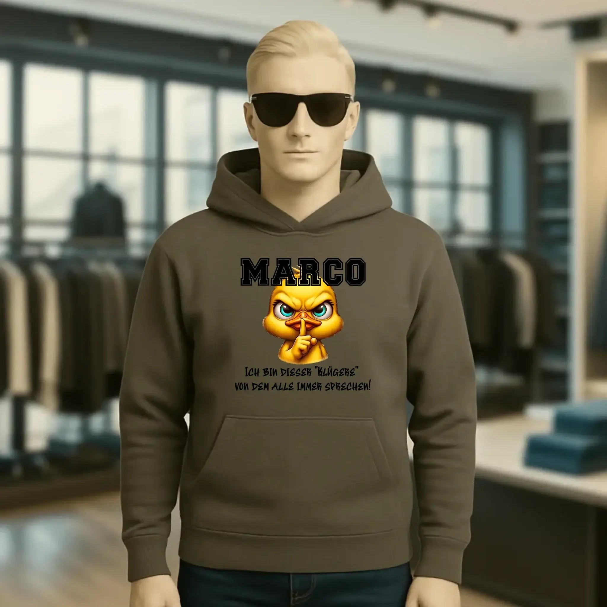 Smart Duck + WUNSCHNAME • Unisex Premium Hoodie XS-5XL aus Bio-Baumwolle für Damen & Herren • Exklusivdesign • personalisiert