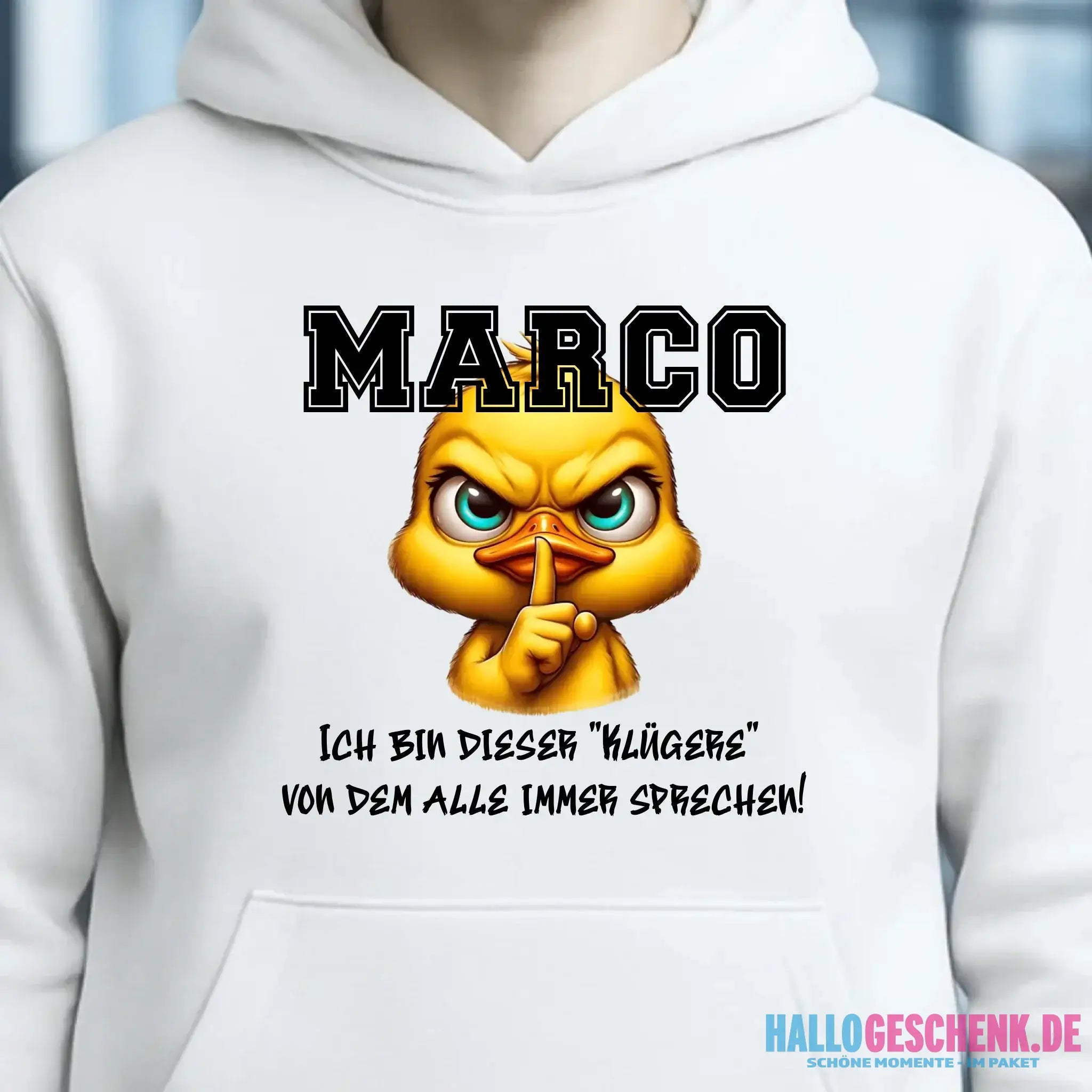 Smart Duck + WUNSCHNAME • Unisex Premium Hoodie XS-5XL aus Bio-Baumwolle für Damen & Herren • Exklusivdesign • personalisiert