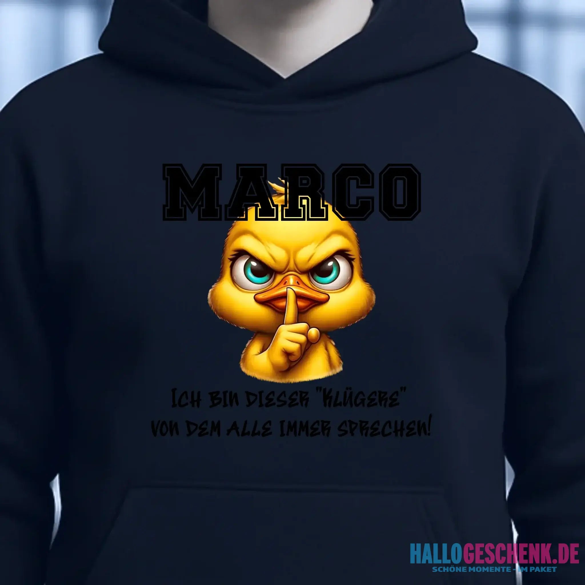 Smart Duck + WUNSCHNAME • Unisex Premium Hoodie XS-5XL aus Bio-Baumwolle für Damen & Herren • Exklusivdesign • personalisiert