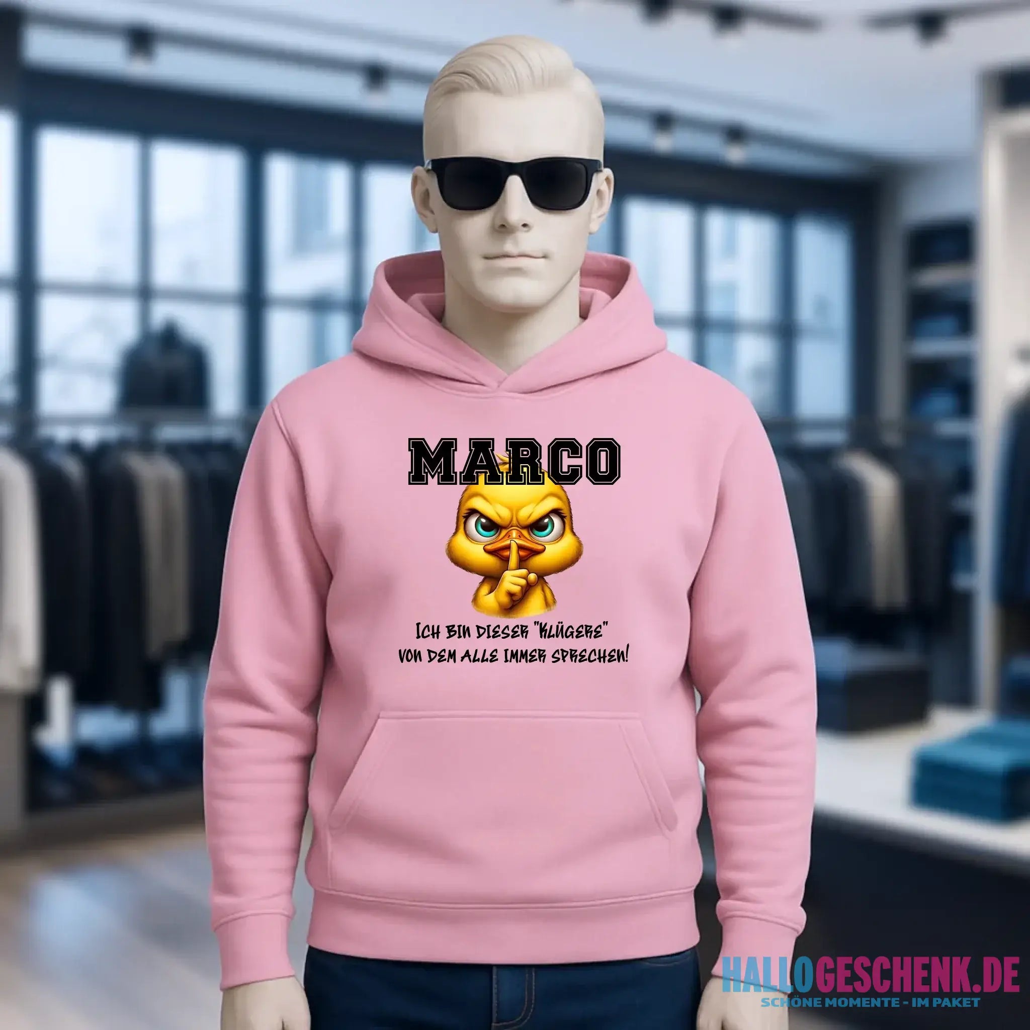 Smart Duck + WUNSCHNAME • Unisex Premium Hoodie XS-5XL aus Bio-Baumwolle für Damen & Herren • Exklusivdesign • personalisiert