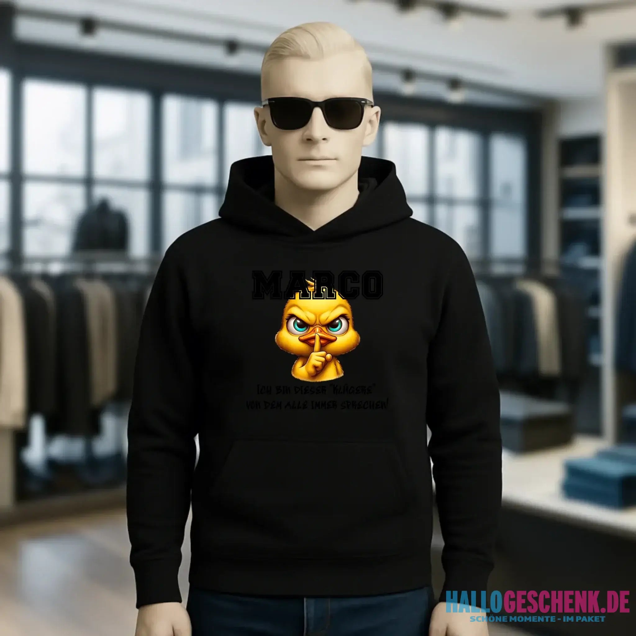 Smart Duck + WUNSCHNAME • Unisex Premium Hoodie XS-5XL aus Bio-Baumwolle für Damen & Herren • Exklusivdesign • personalisiert