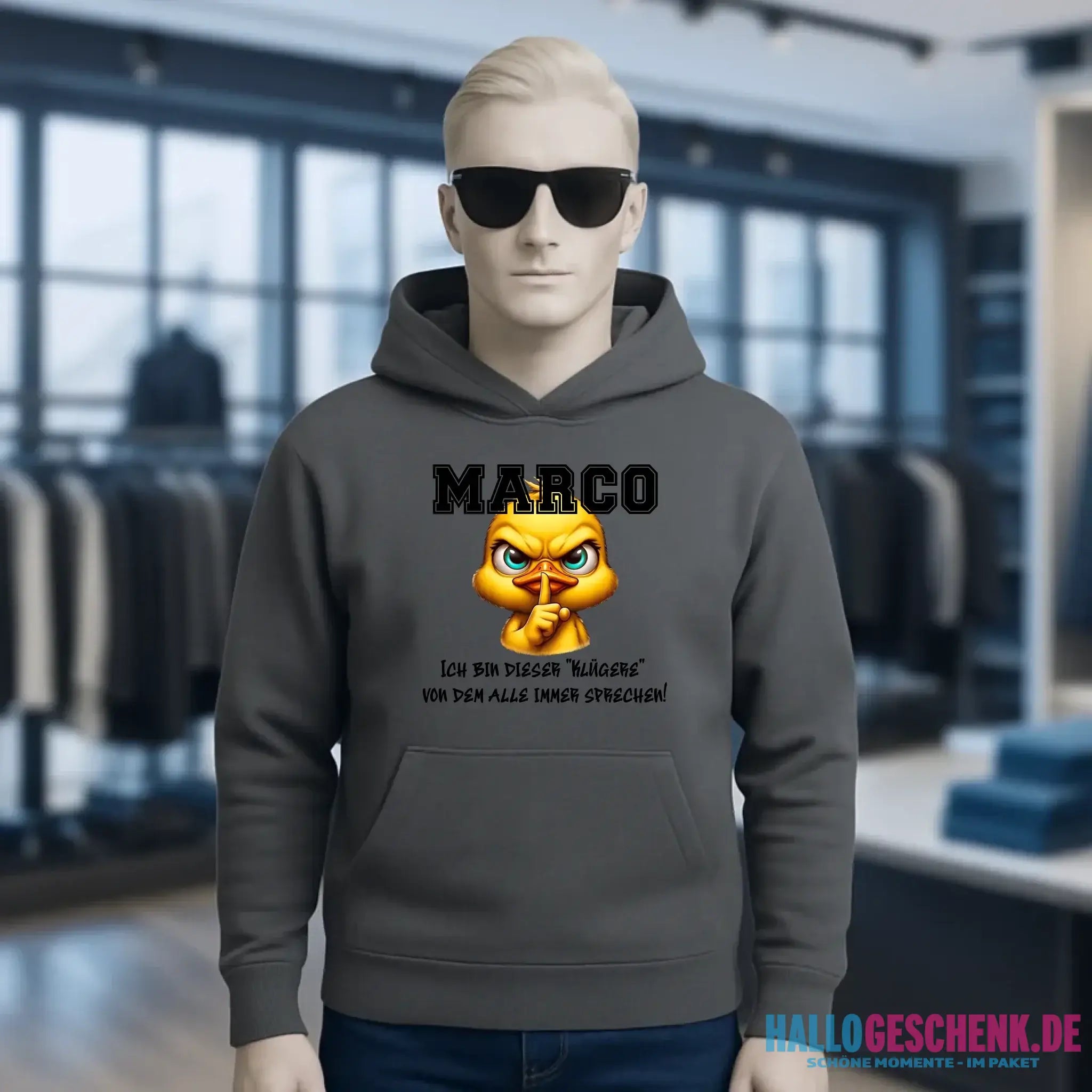 Smart Duck + WUNSCHNAME • Unisex Premium Hoodie XS-5XL aus Bio-Baumwolle für Damen & Herren • Exklusivdesign • personalisiert