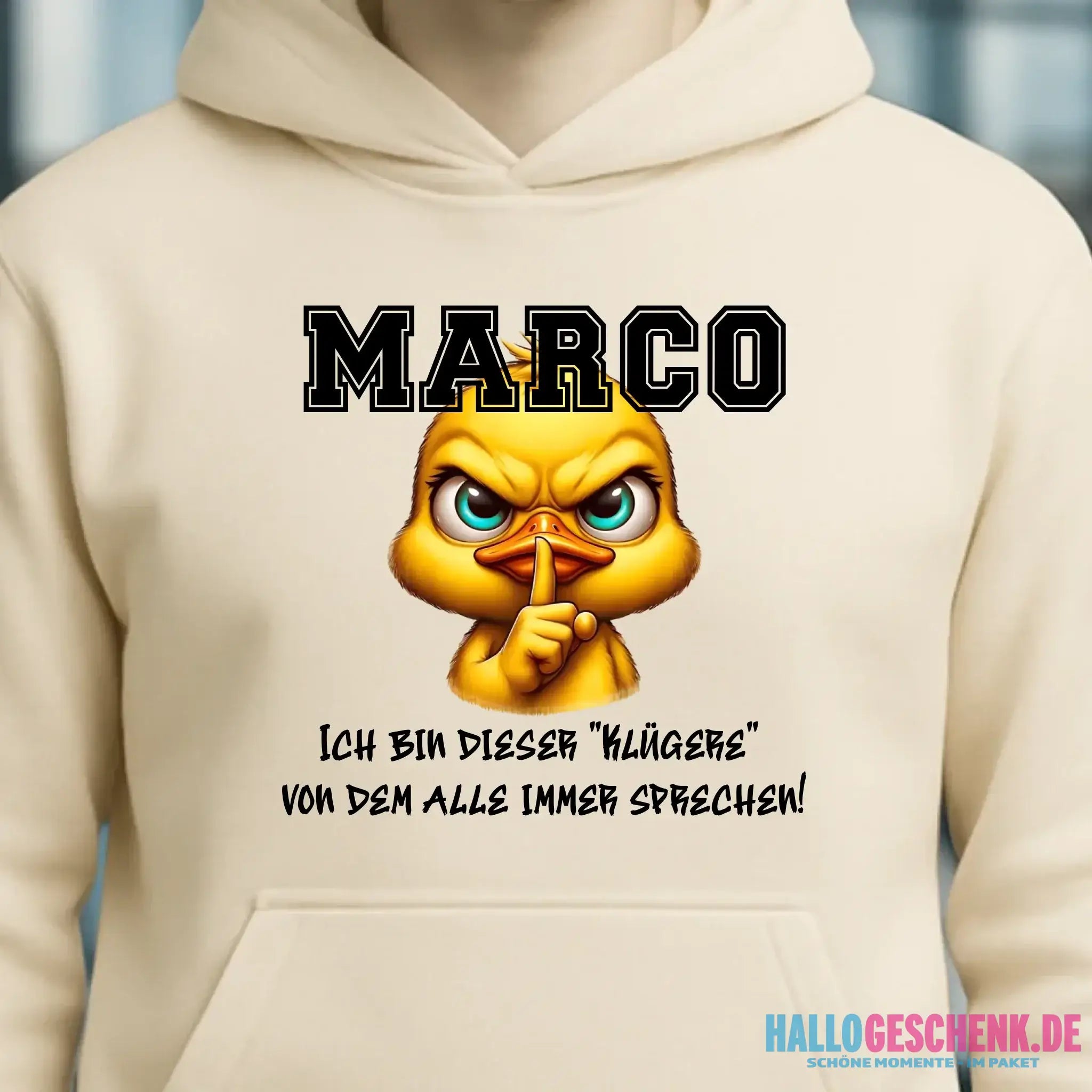 Smart Duck + WUNSCHNAME • Unisex Premium Hoodie XS-5XL aus Bio-Baumwolle für Damen & Herren • Exklusivdesign • personalisiert