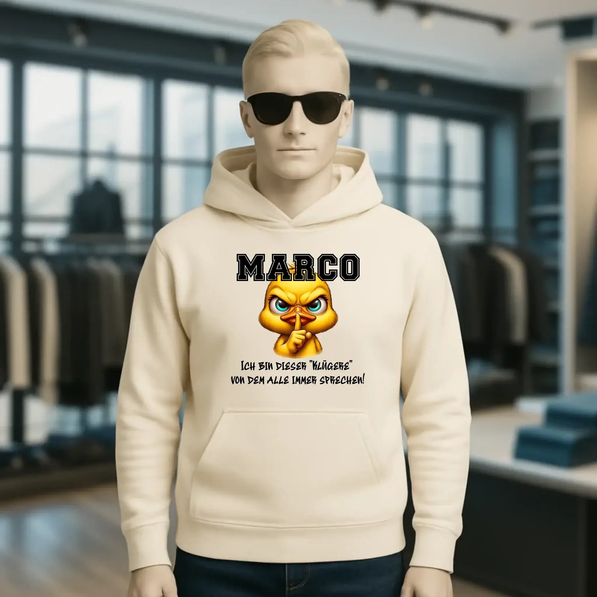 Smart Duck + WUNSCHNAME • Unisex Premium Hoodie XS-5XL aus Bio-Baumwolle für Damen & Herren • Exklusivdesign • personalisiert
