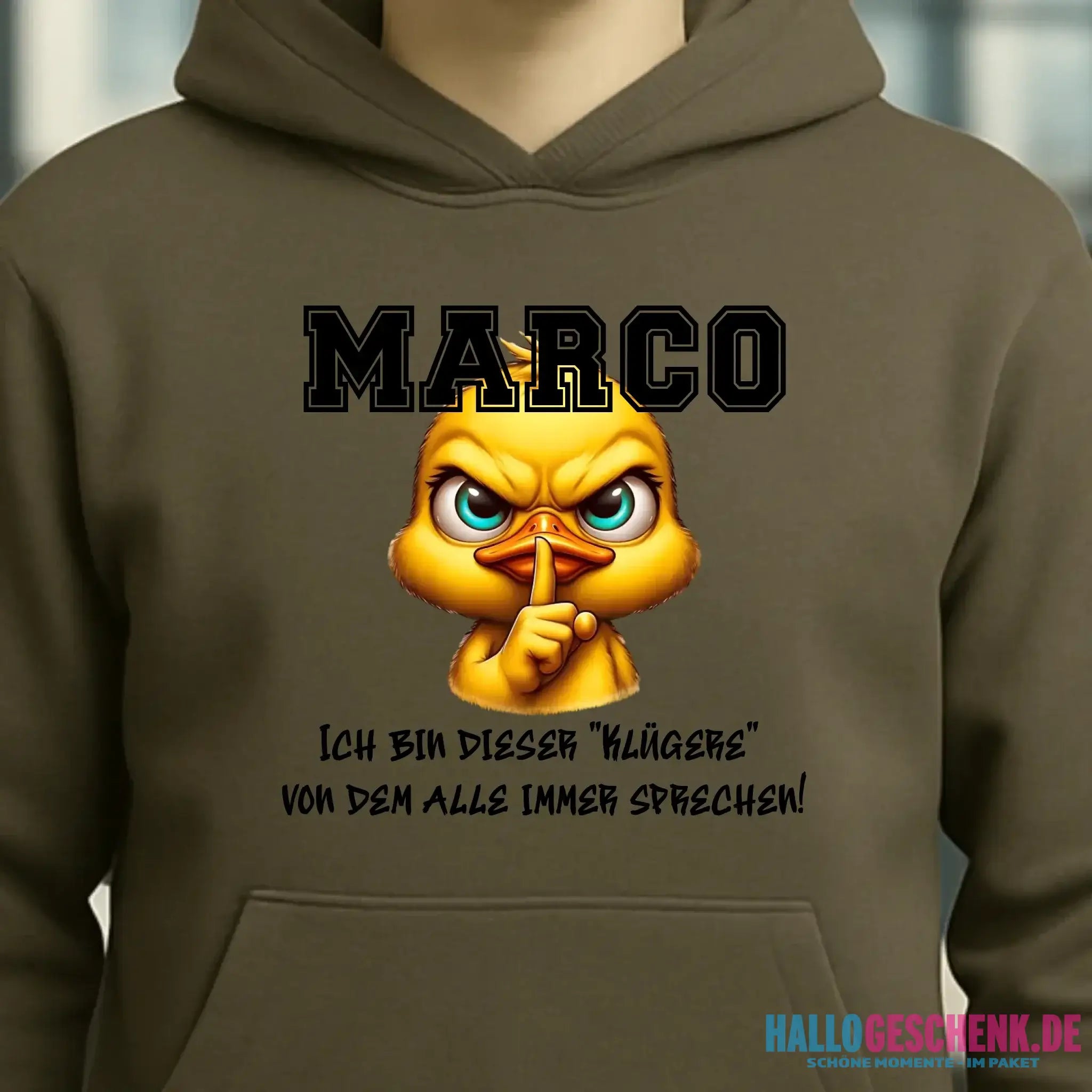 Smart Duck + WUNSCHNAME • Unisex Premium Hoodie XS-5XL aus Bio-Baumwolle für Damen & Herren • Exklusivdesign • personalisiert