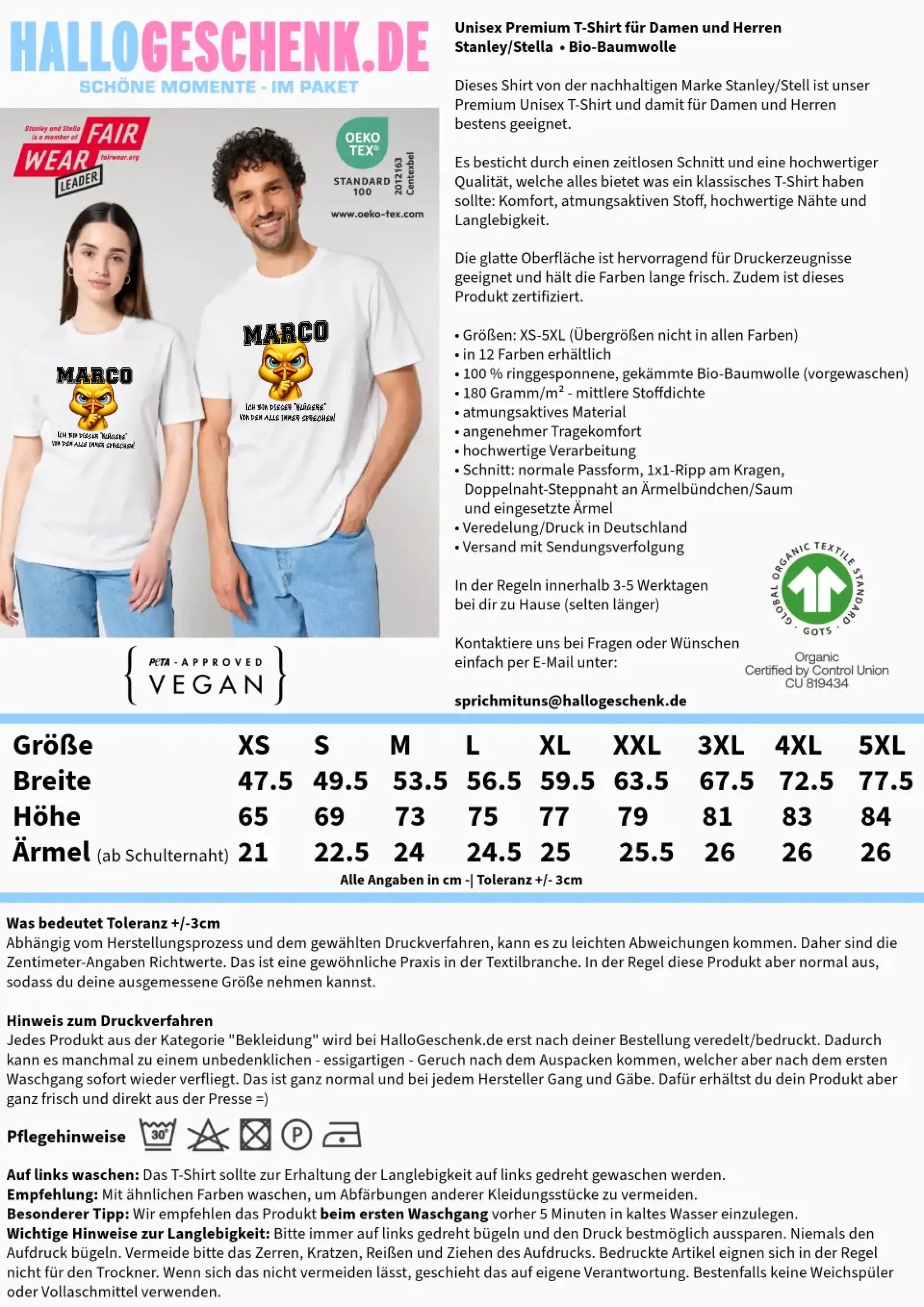 Smart Duck + WUNSCHNAME • Unisex Premium T-Shirt XS-5XL aus Bio-Baumwolle für Damen & Herren • Exklusivdesign • personalisiert