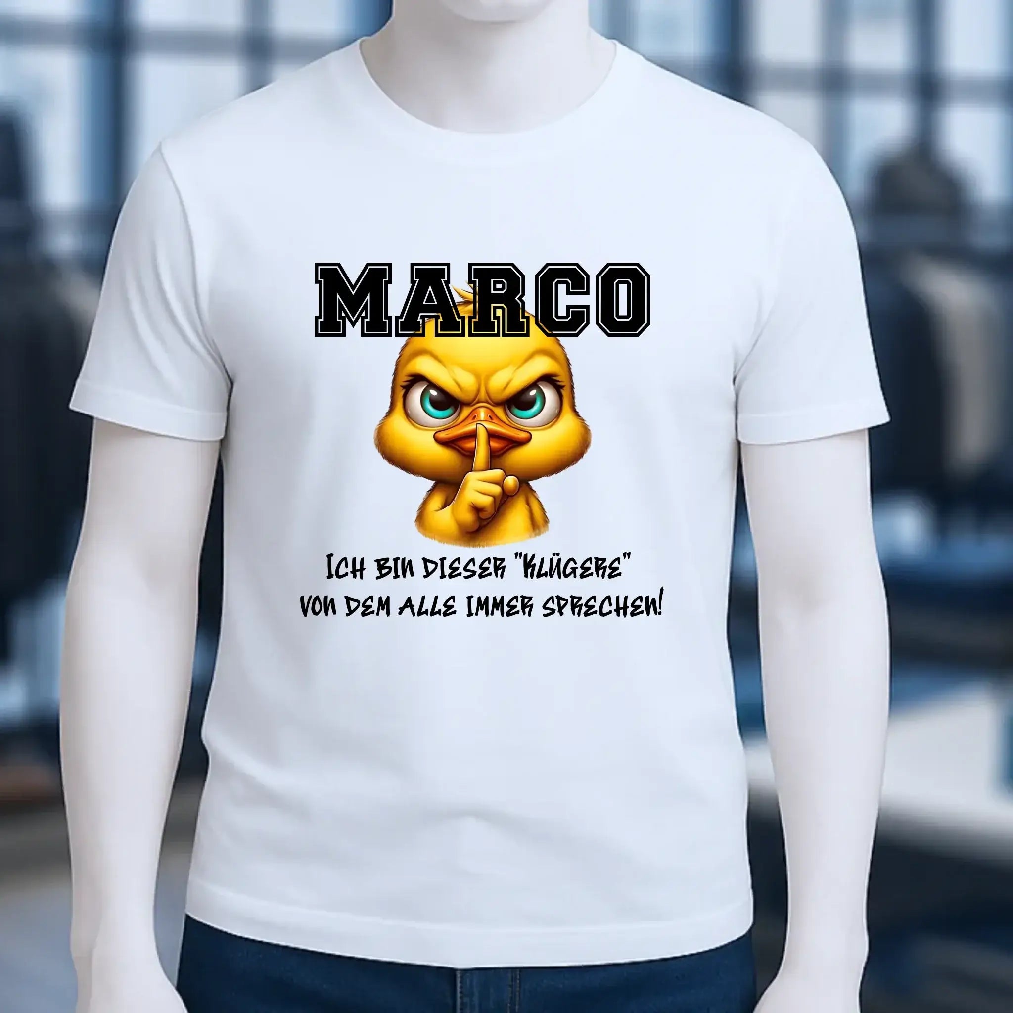 Smart Duck + WUNSCHNAME • Unisex Premium T-Shirt XS-5XL aus Bio-Baumwolle für Damen & Herren • Exklusivdesign • personalisiert